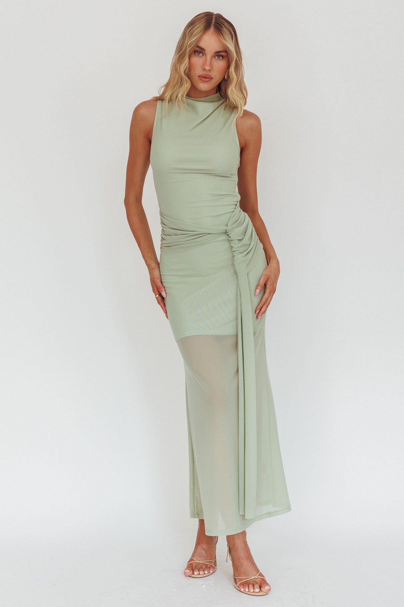 Girl's Night Waist Sash Maxi Dress Sage by Selfie Leslie Australia