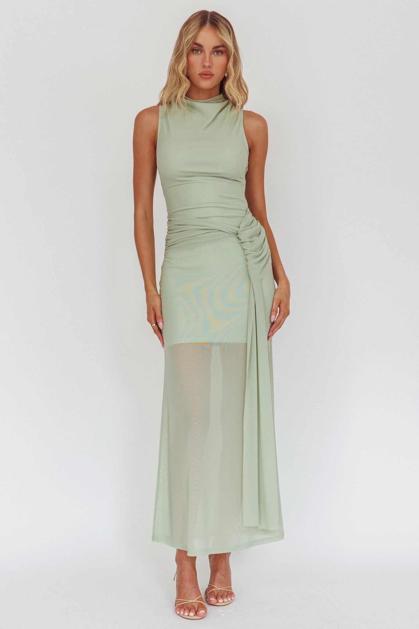 Girl's Night Waist Sash Maxi Dress Sage by Selfie Leslie Australia