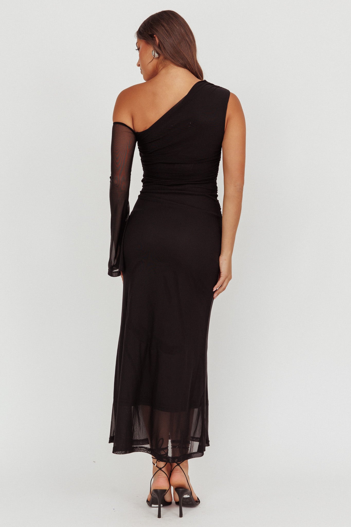 Prima One Shoulder Cut-Out Maxi Dress Black
