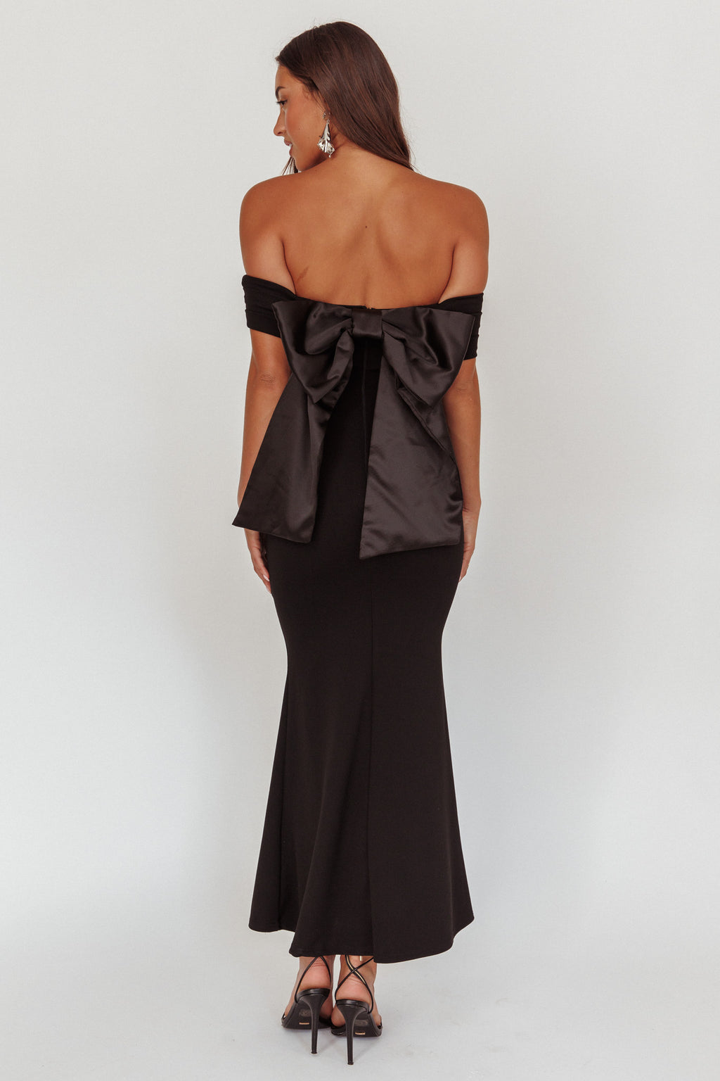 Dancing Queens Bow Back Maxi Dress Black by Selfie Leslie Australia
