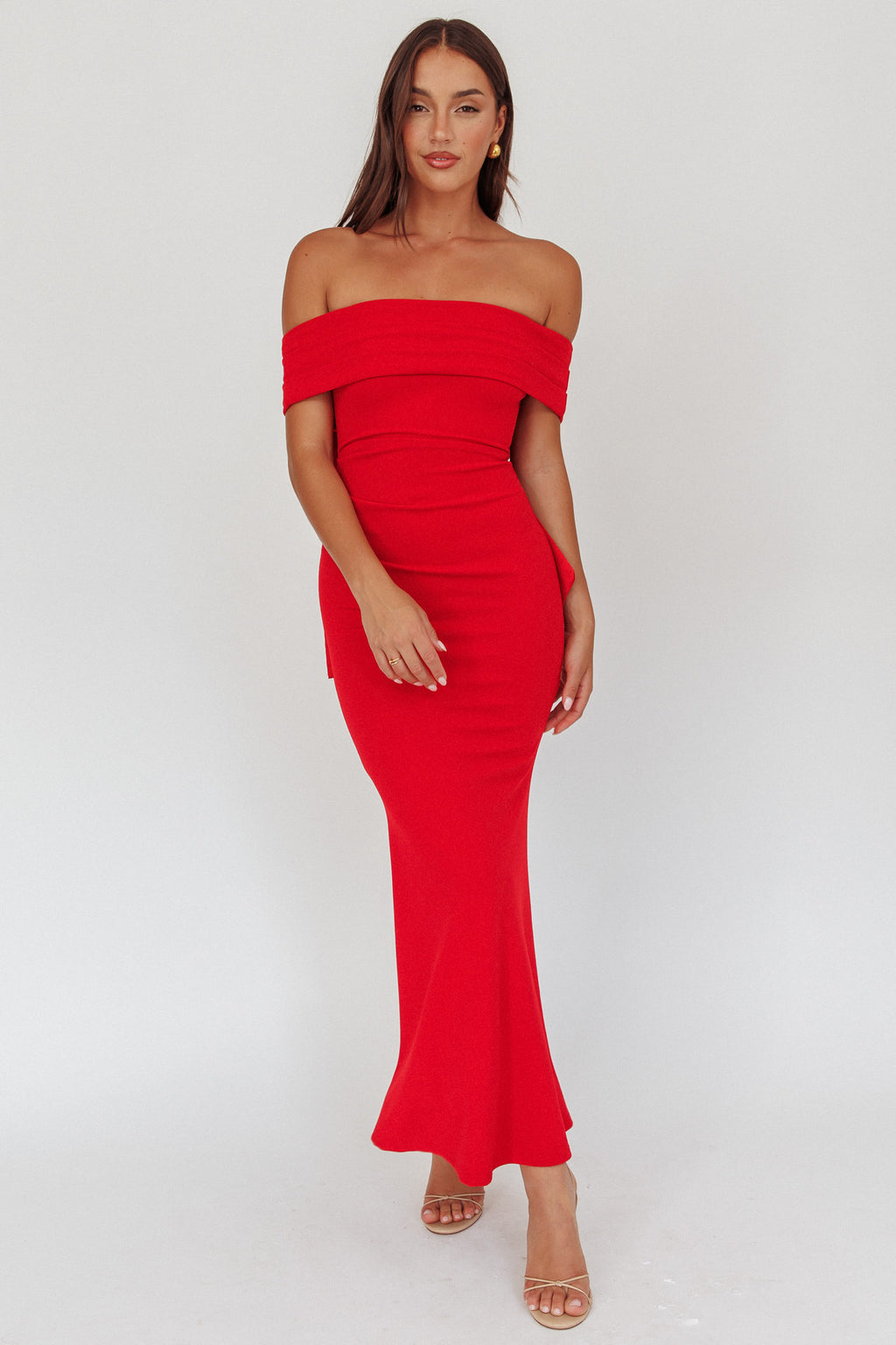 Dancing Queens Bow Back Maxi Dress Red by Selfie Leslie Australia