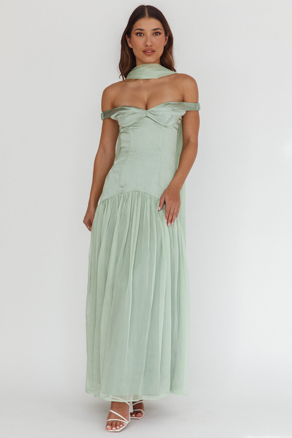 Kaycee Drop Waist Maxi Dress Sage by Selfie Leslie Australia