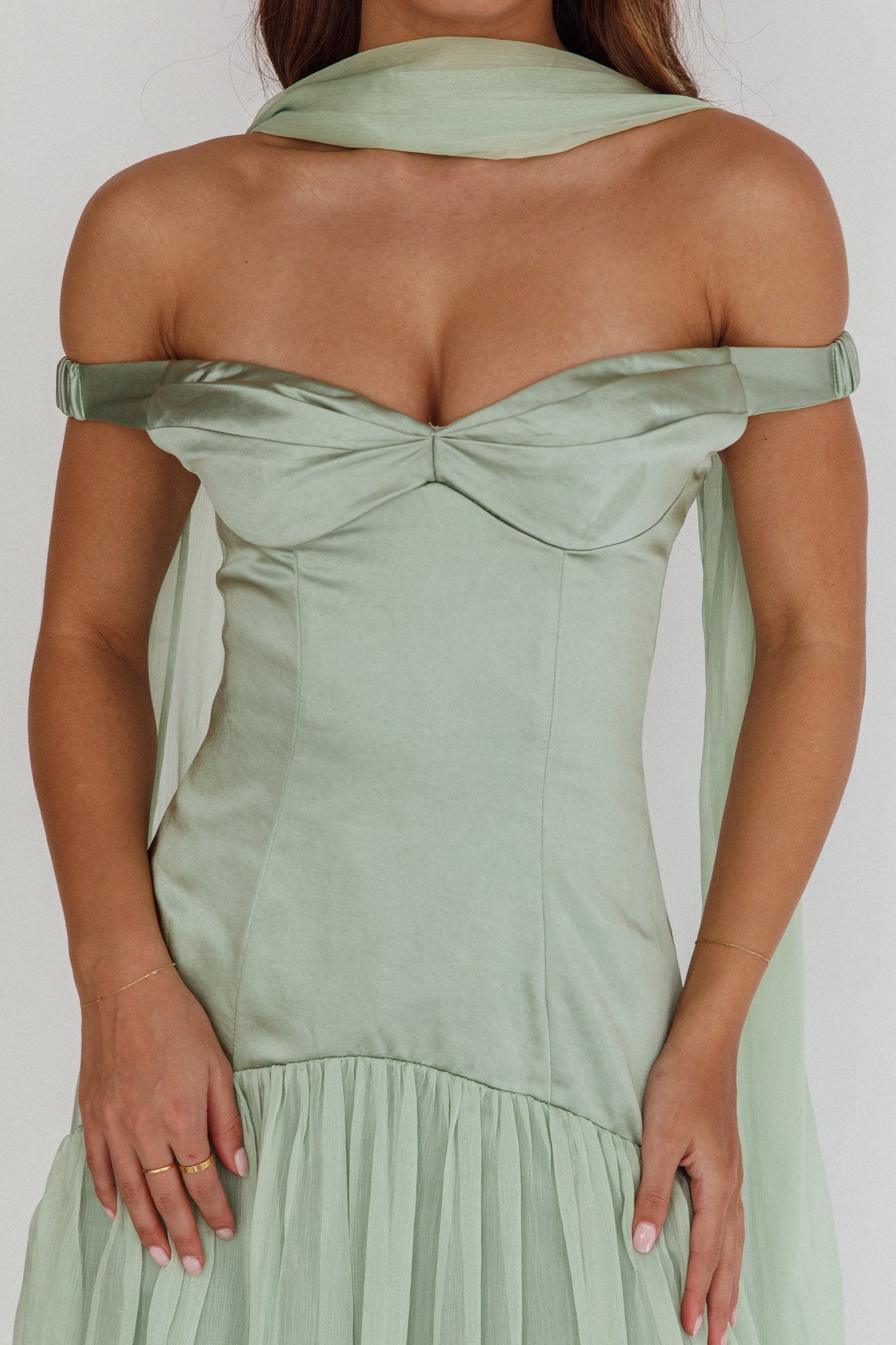 Kaycee Drop Waist Maxi Dress Sage by Selfie Leslie Australia