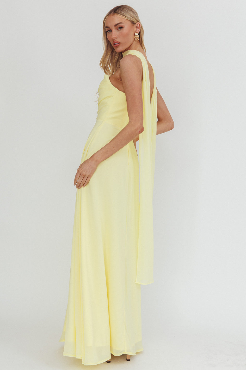 Kaycee Strapless Scarf Maxi Dress Yellow by Selfie Leslie Australia