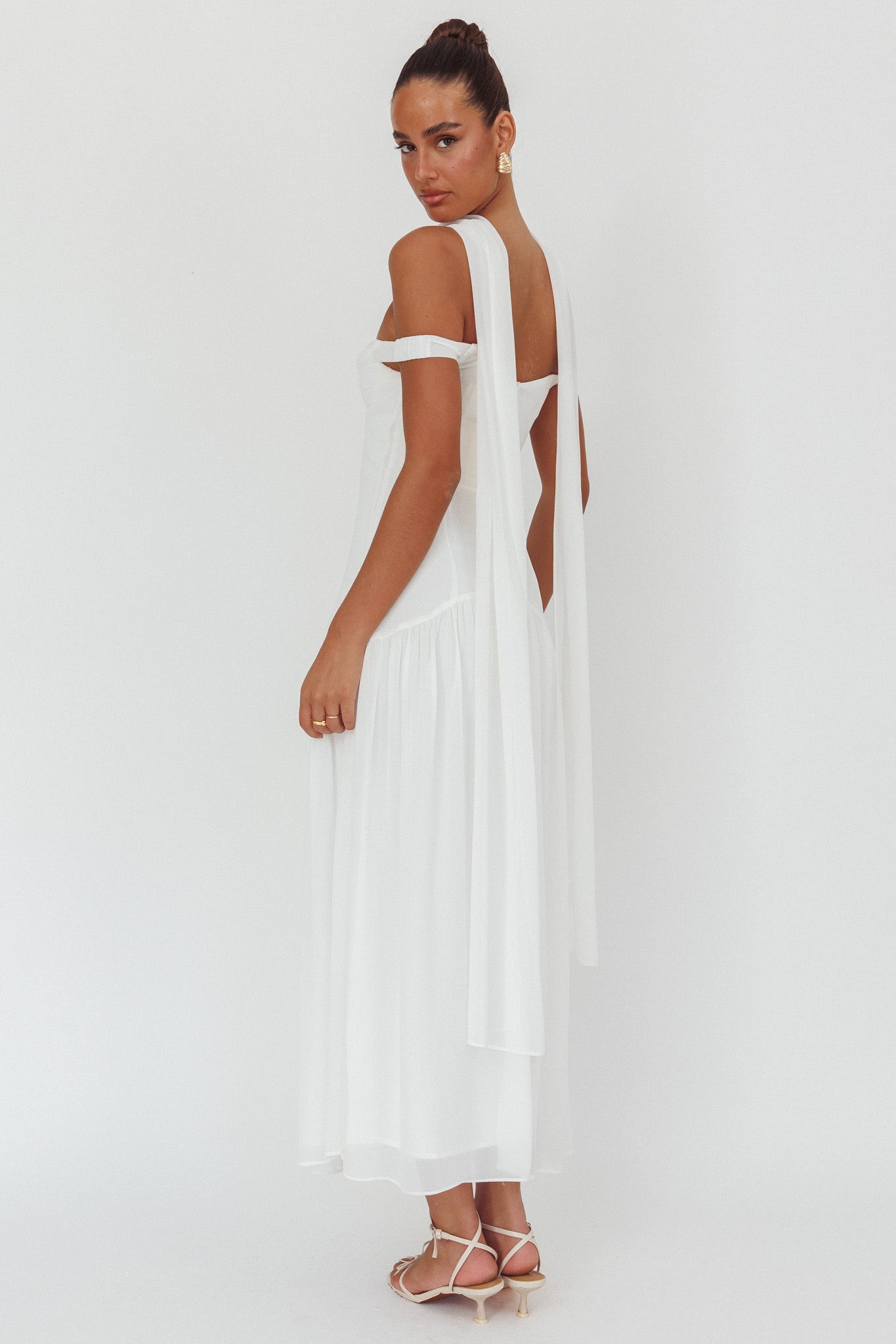 Kaycee Drop Waist Maxi Dress White by Selfie Leslie Australia