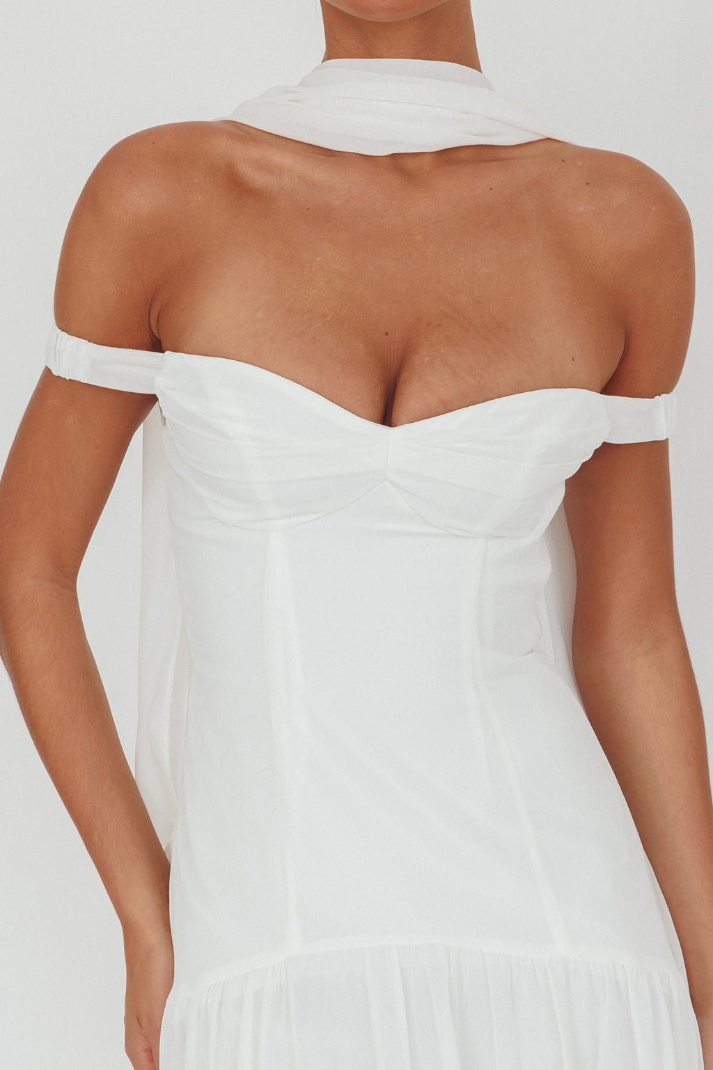 Kaycee Drop Waist Maxi Dress White by Selfie Leslie Australia