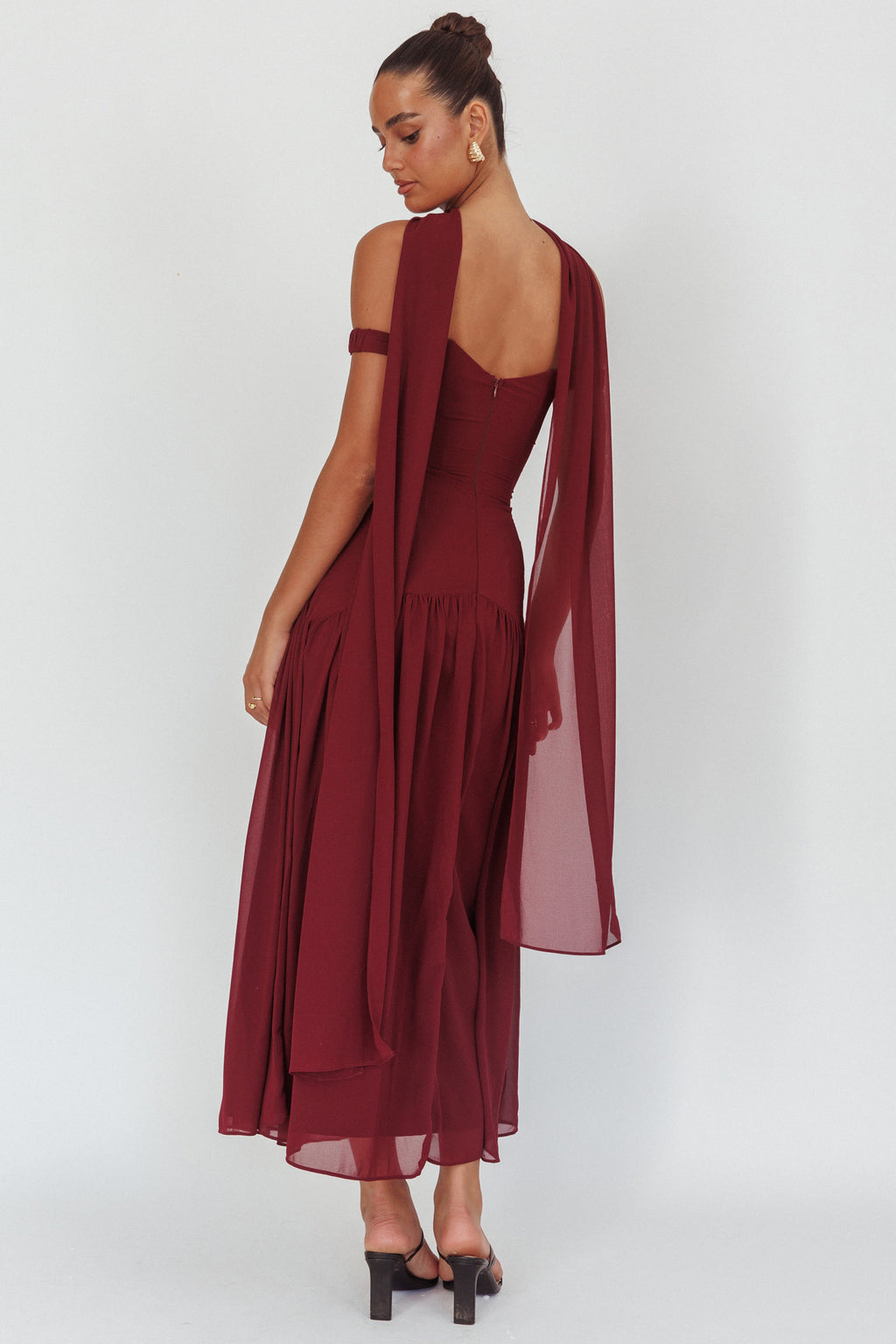 Kaycee Drop Waist Maxi Dress Wine by Selfie Leslie Australia