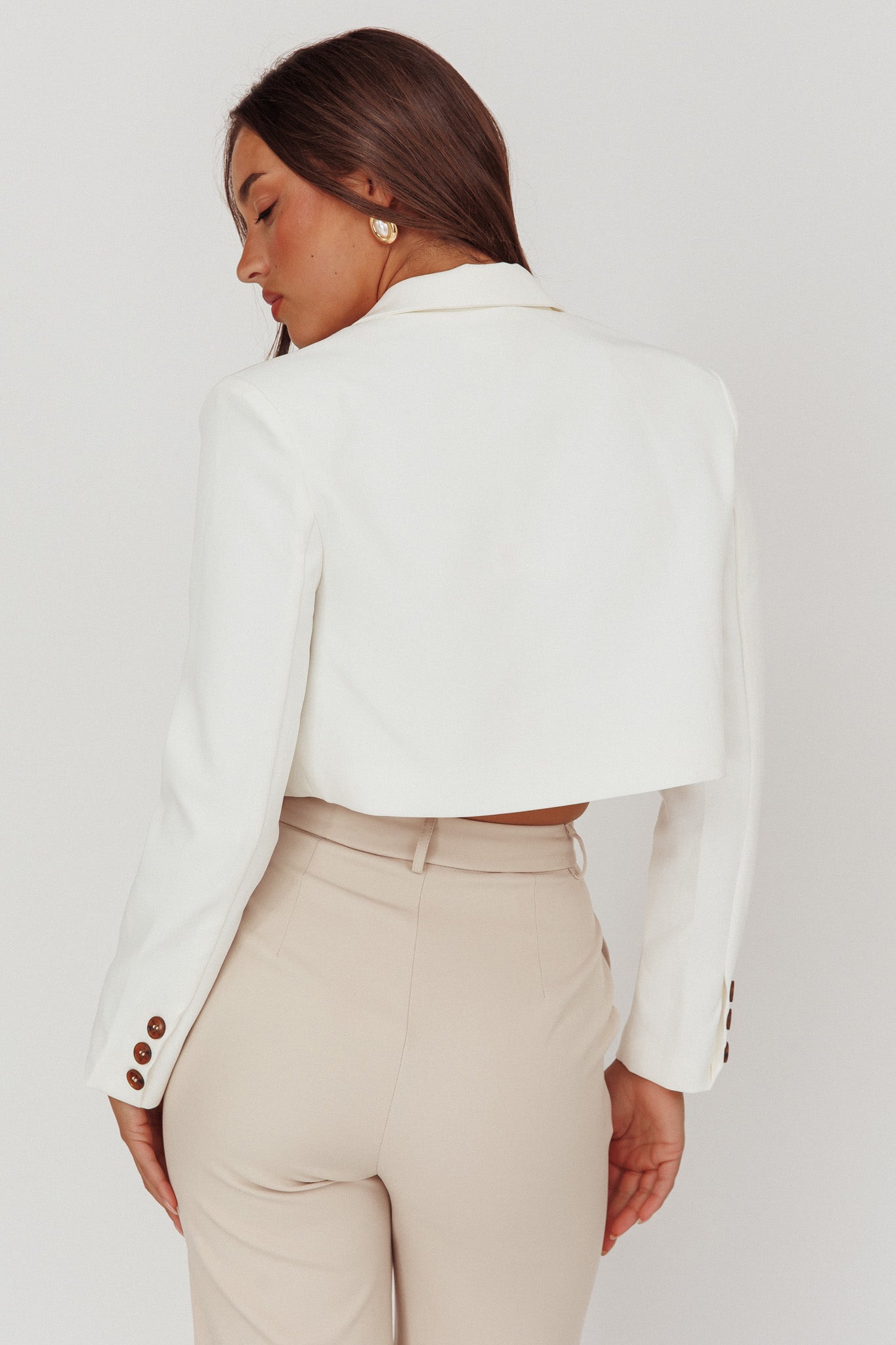 Fridays Open Crop Jacket Off White by Selfie Leslie Australia