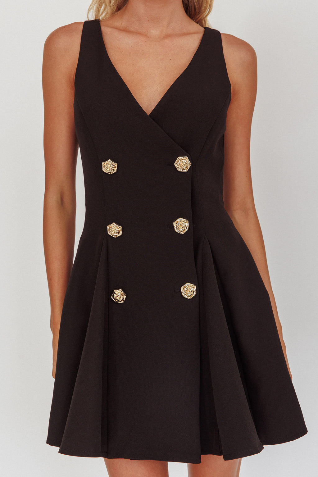 Tiana Double Breasted Mini Dress Black by Selfie Leslie Australia