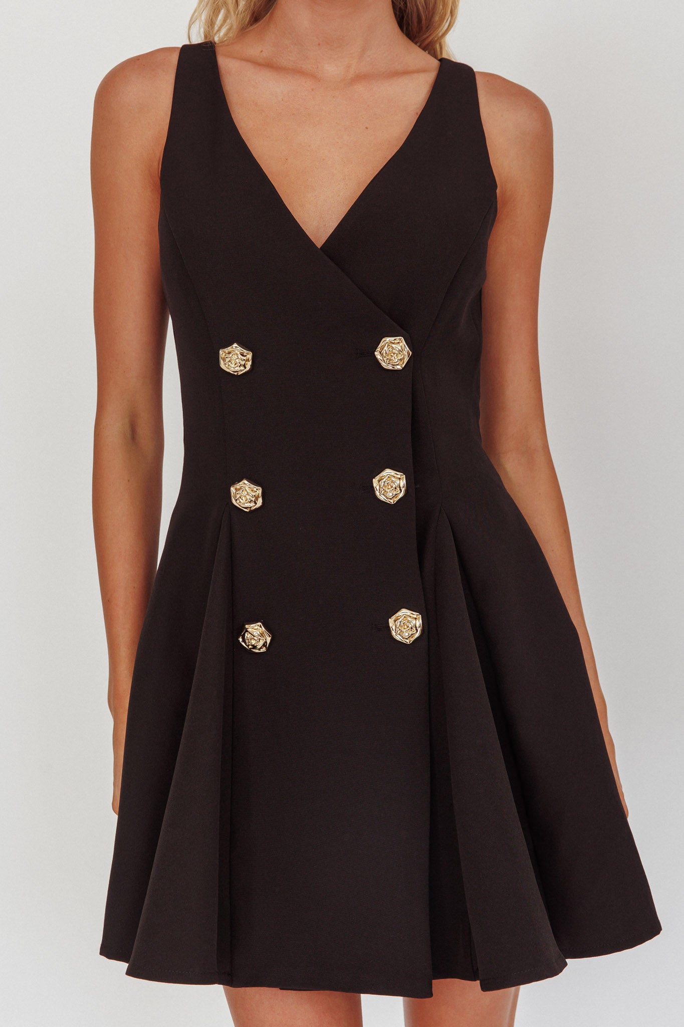 Tiana Double Breasted Mini Dress Black by Selfie Leslie Australia