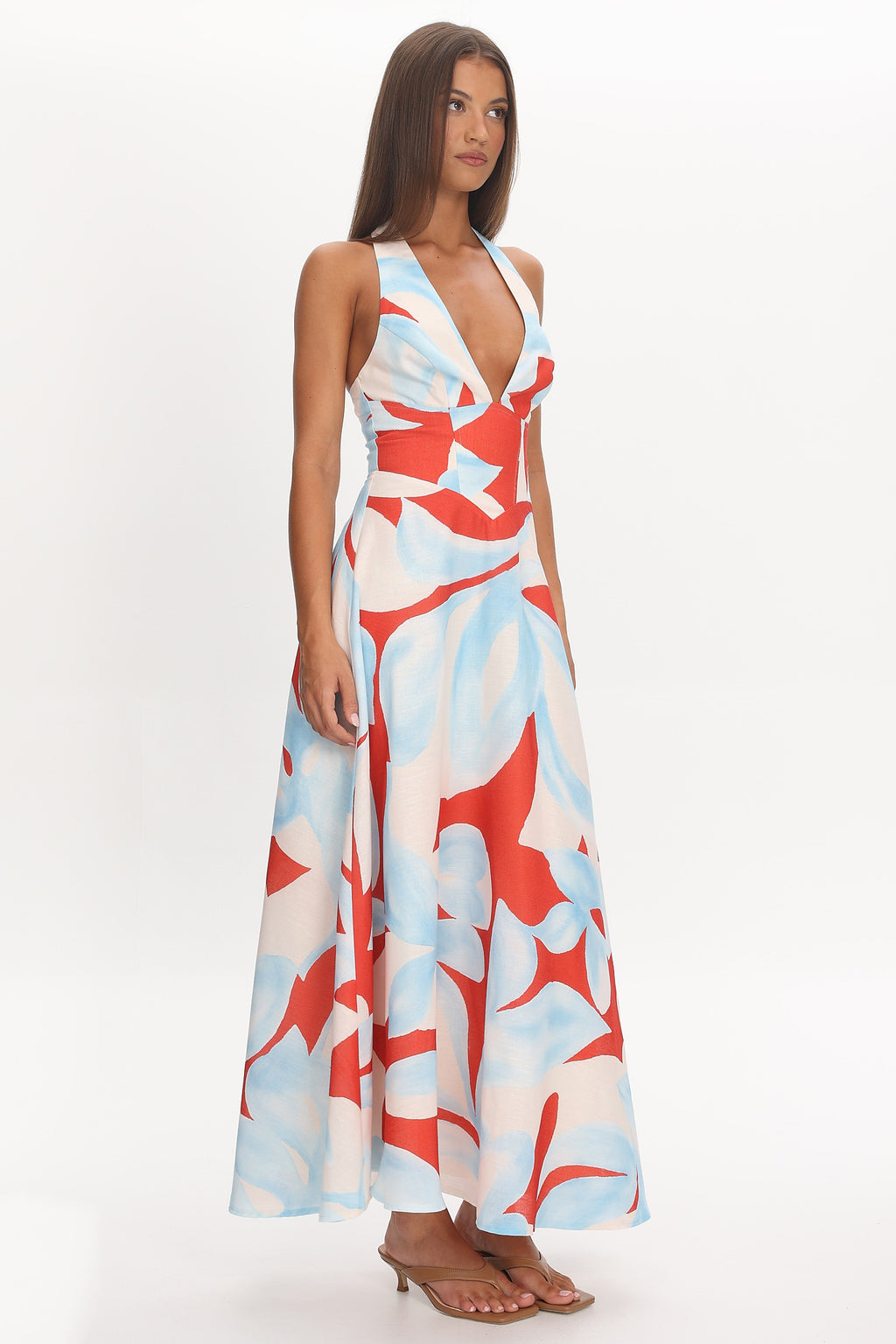 Riga Halterneck Maxi Dress Blue Multi by Selfie Leslie Australia
