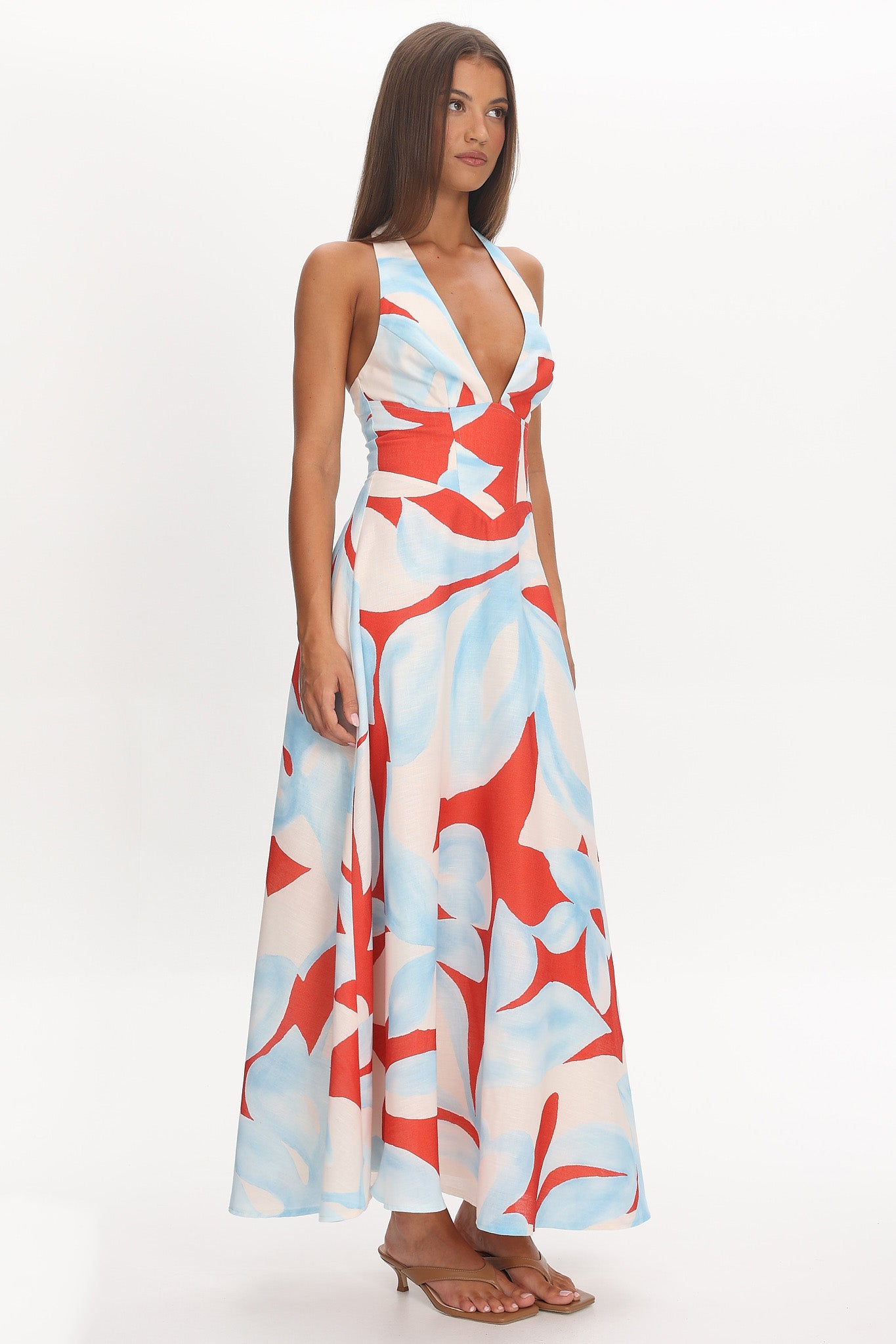 Riga Halterneck Maxi Dress Blue Multi by Selfie Leslie Australia