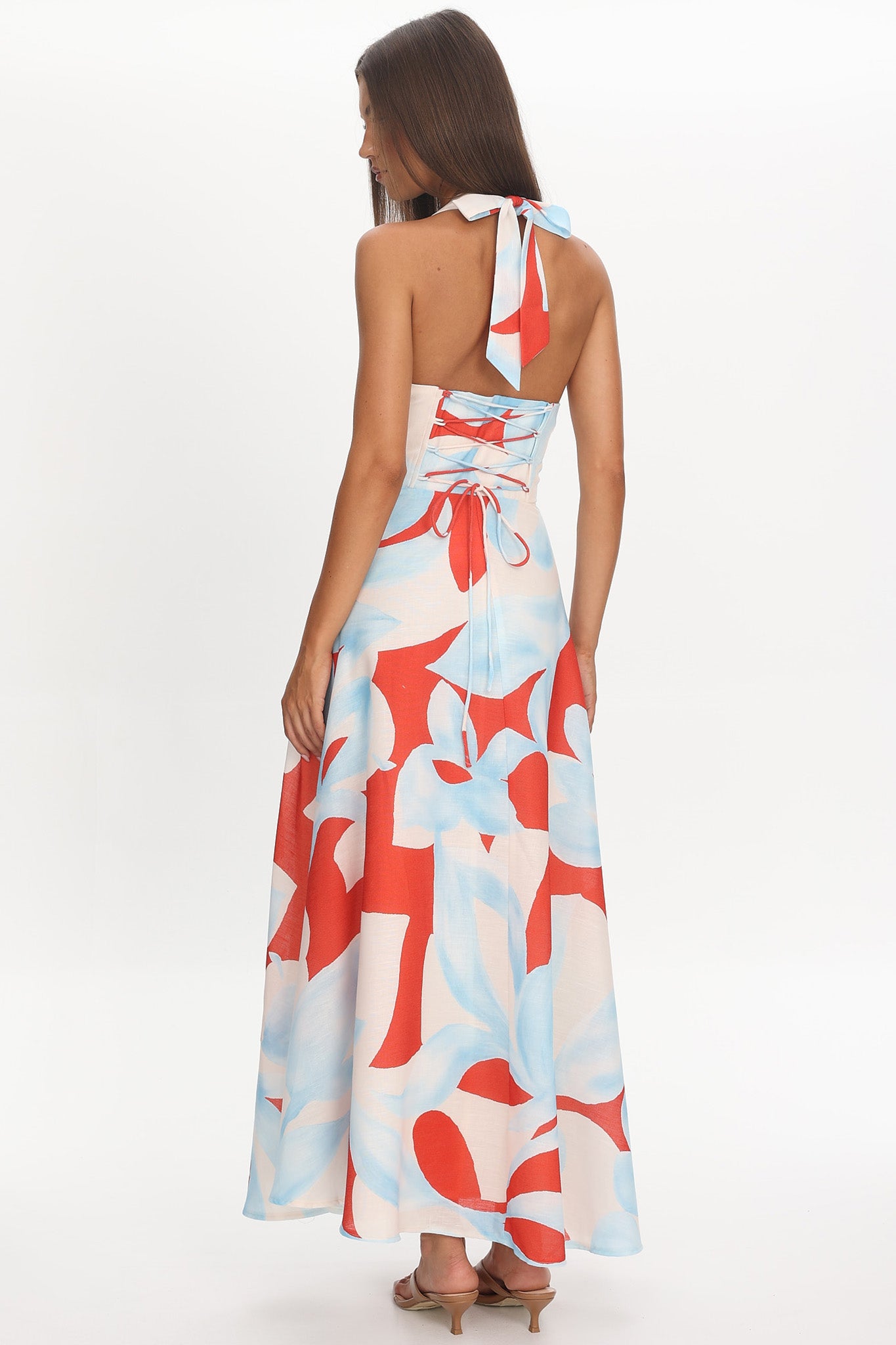 Riga Halterneck Maxi Dress Blue Multi by Selfie Leslie Australia