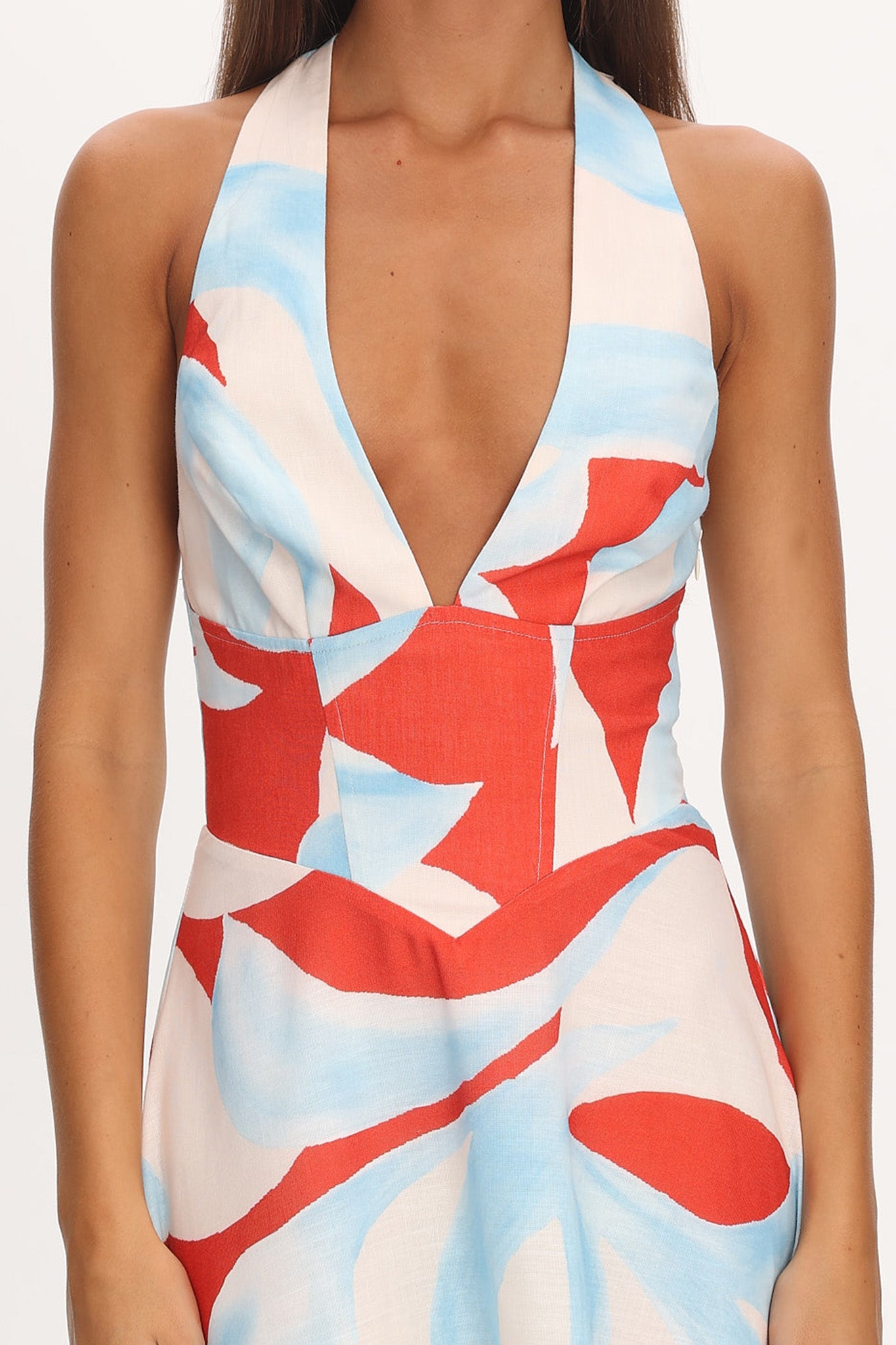 Riga Halterneck Maxi Dress Blue Multi by Selfie Leslie Australia
