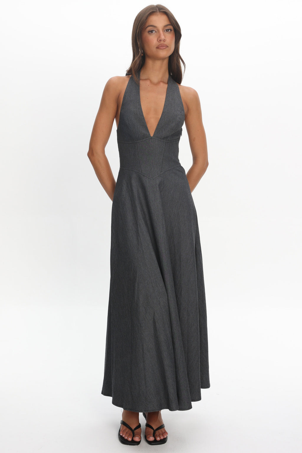 Riga Halterneck Maxi Dress Black by Selfie Leslie Australia