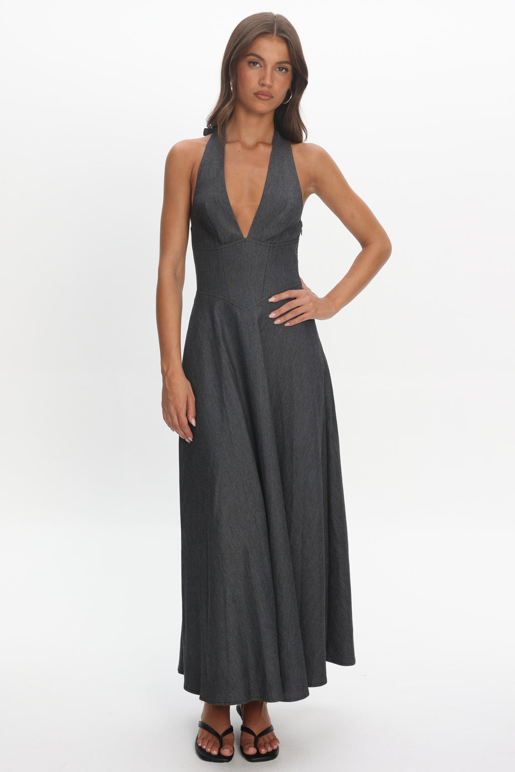Riga Halterneck Maxi Dress Black by Selfie Leslie Australia