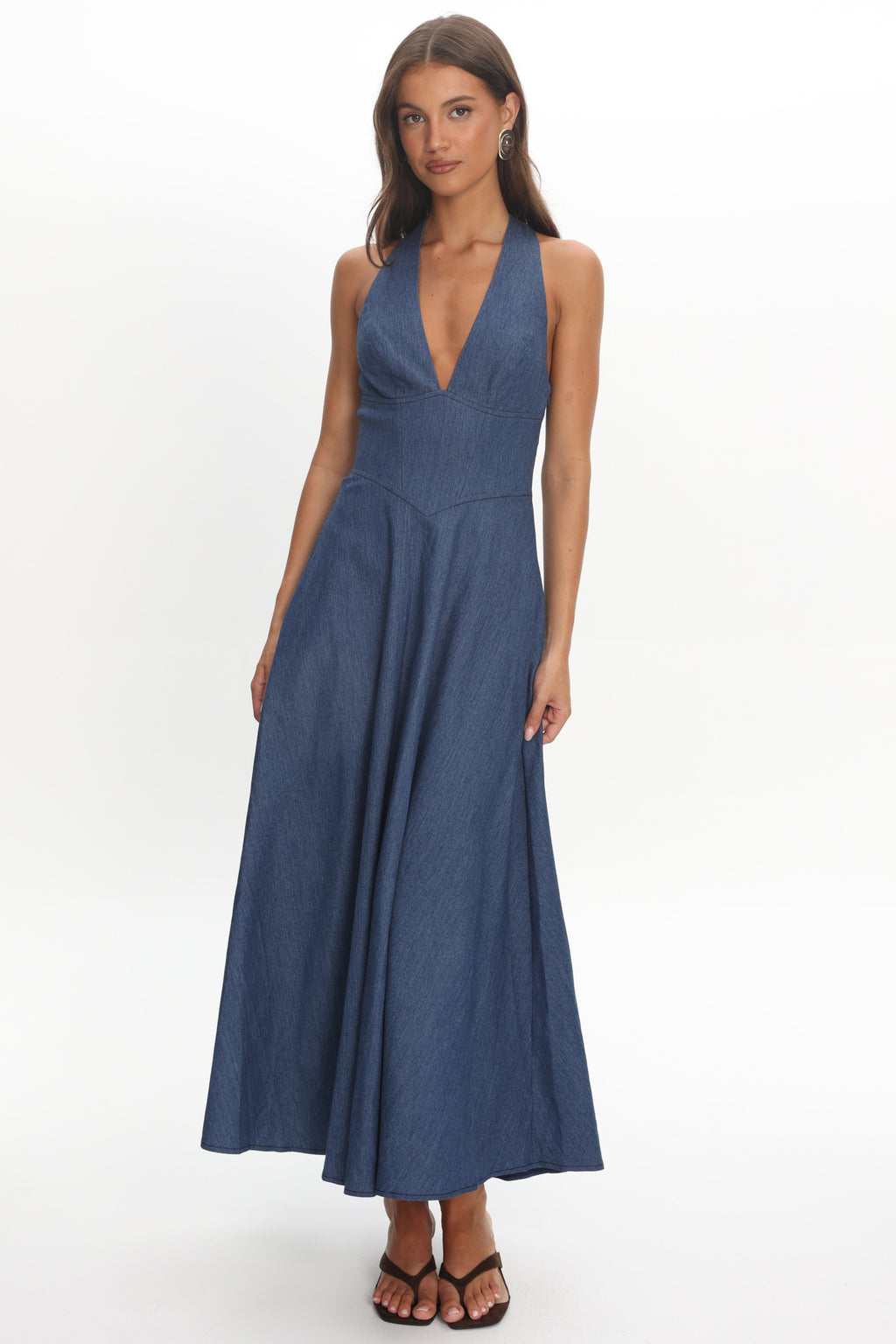 Riga Halterneck Maxi Dress Light Blue by Selfie Leslie Australia