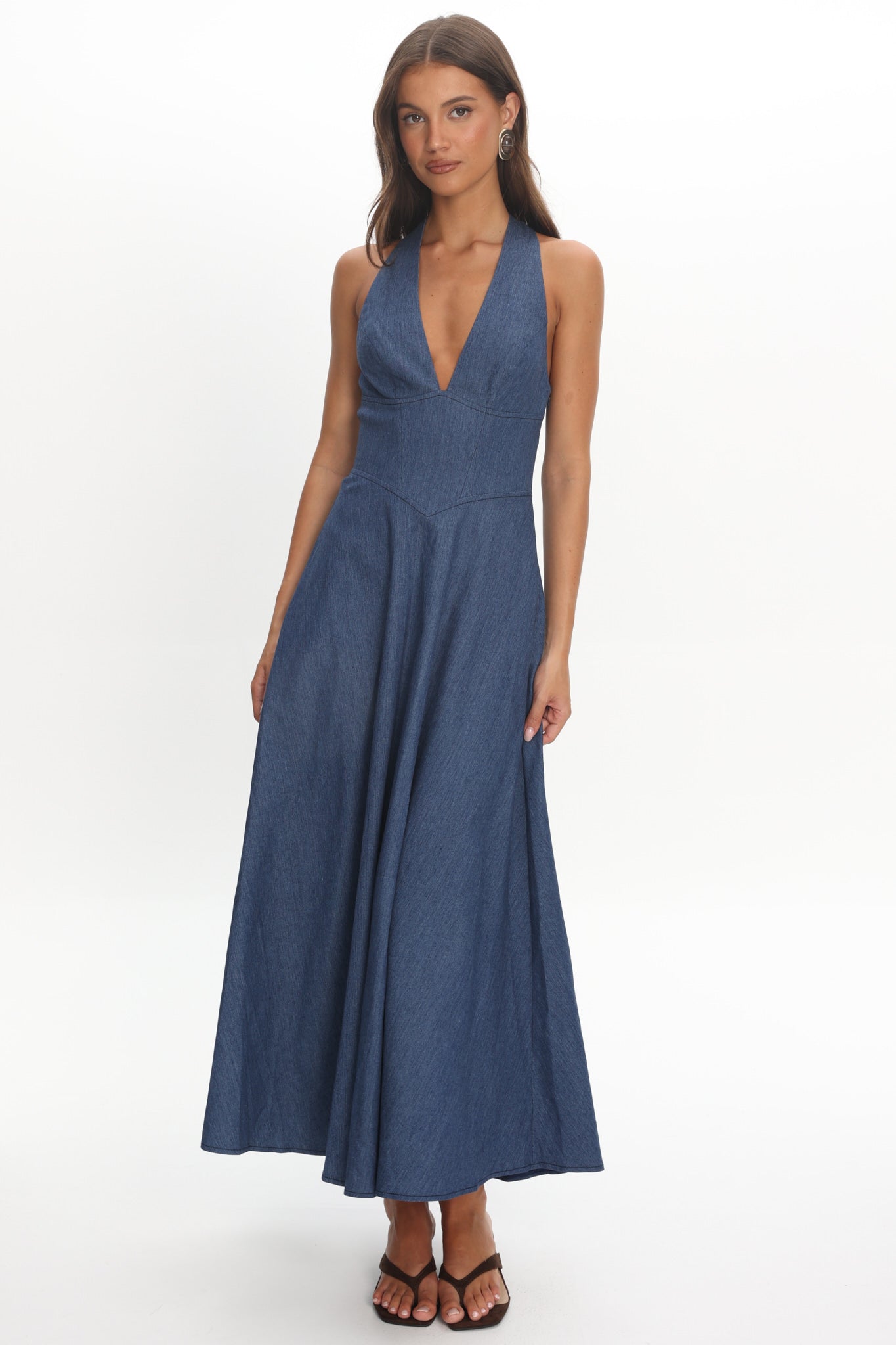 Riga Halterneck Maxi Dress Light Blue by Selfie Leslie Australia