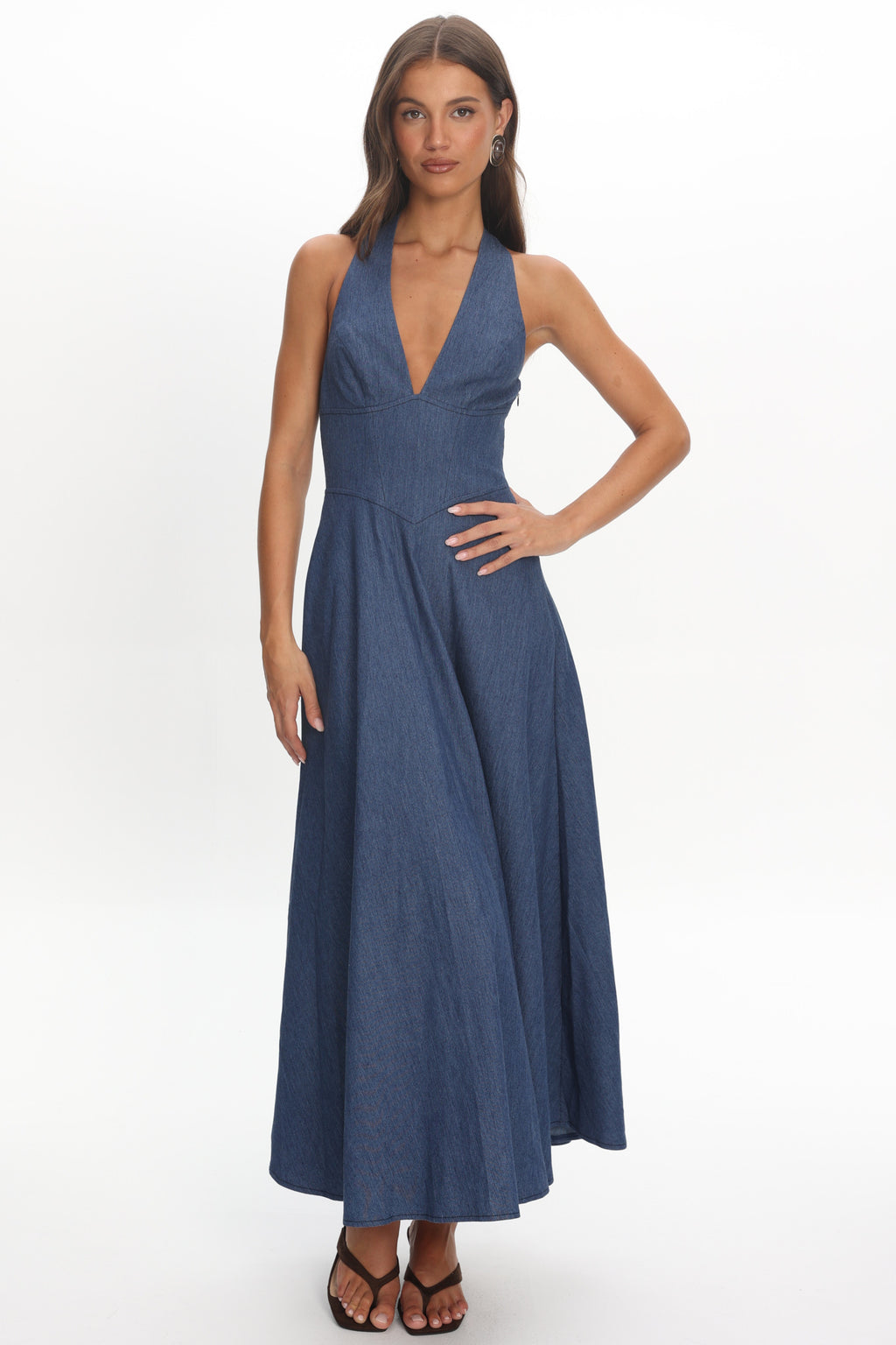 Riga Halterneck Maxi Dress Light Blue by Selfie Leslie Australia