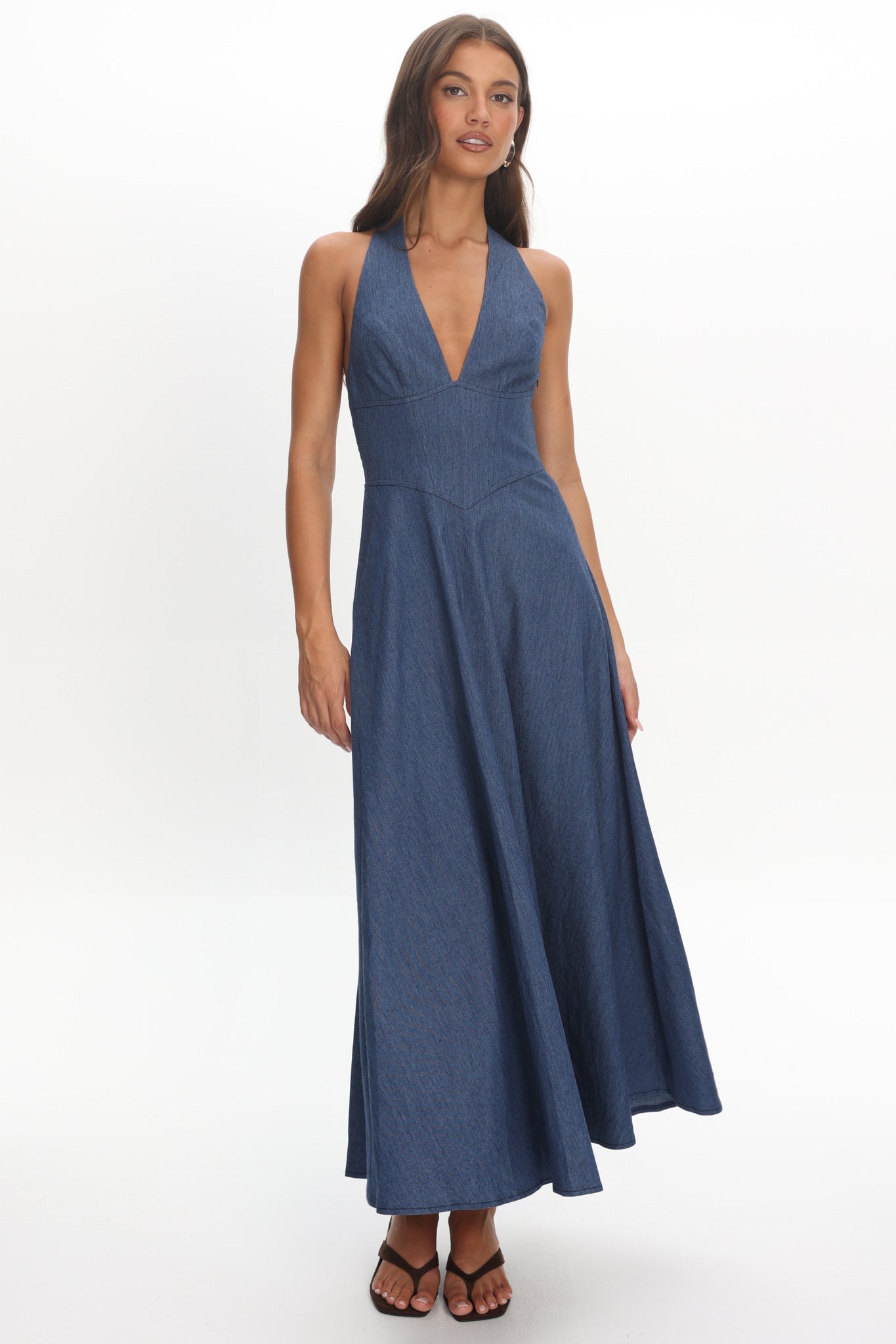 Riga Halterneck Maxi Dress Light Blue by Selfie Leslie Australia