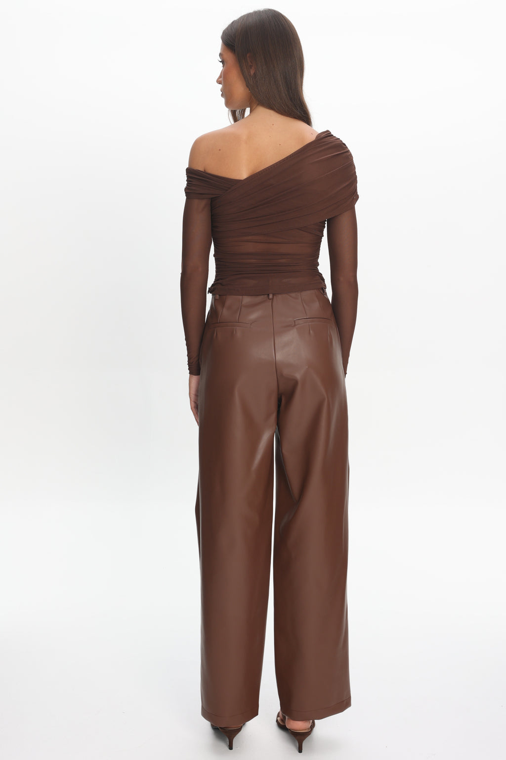 Fair Play Faux Leather Pants Coffee by Selfie Leslie Australia