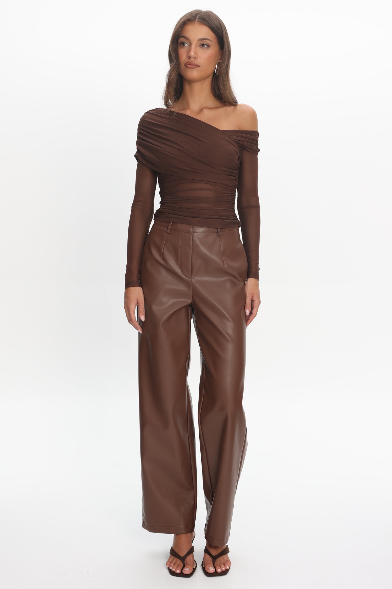 Fair Play Faux Leather Pants Coffee by Selfie Leslie Australia