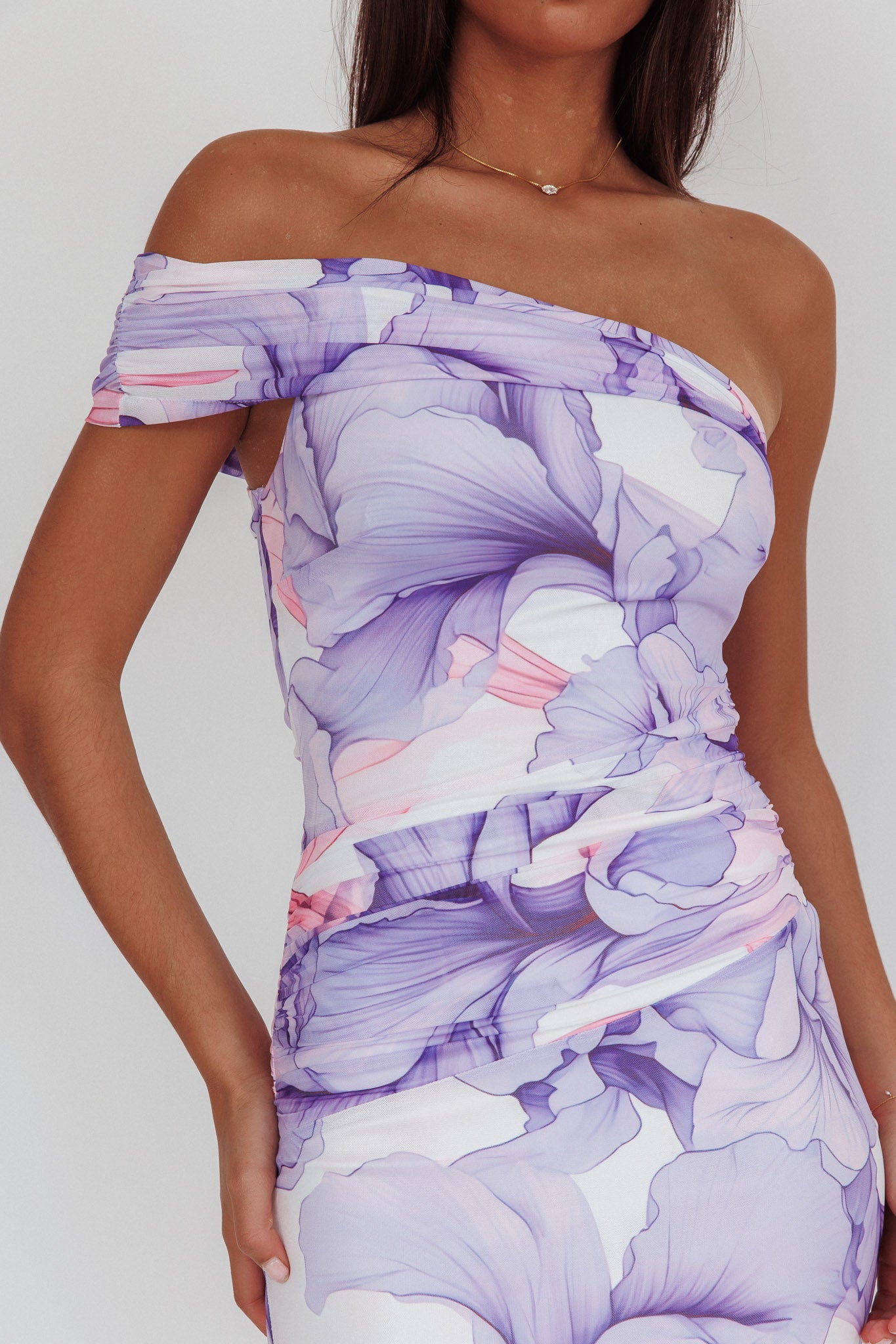 Gala One-Shoulder Maxi Dress Orchid Lilac by Selfie Leslie Australia
