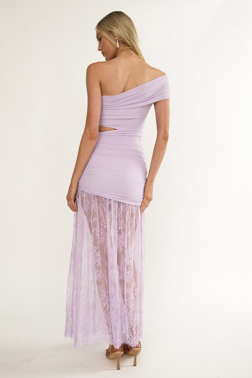 Gala Cut-Out Waist Lace Maxi Dress Lilac by Selfie Leslie Australia