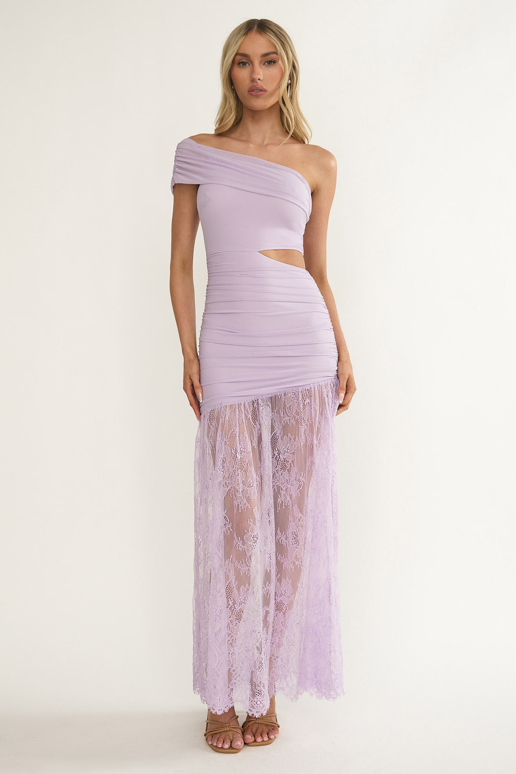 Gala Cut-Out Waist Lace Maxi Dress Lilac by Selfie Leslie Australia