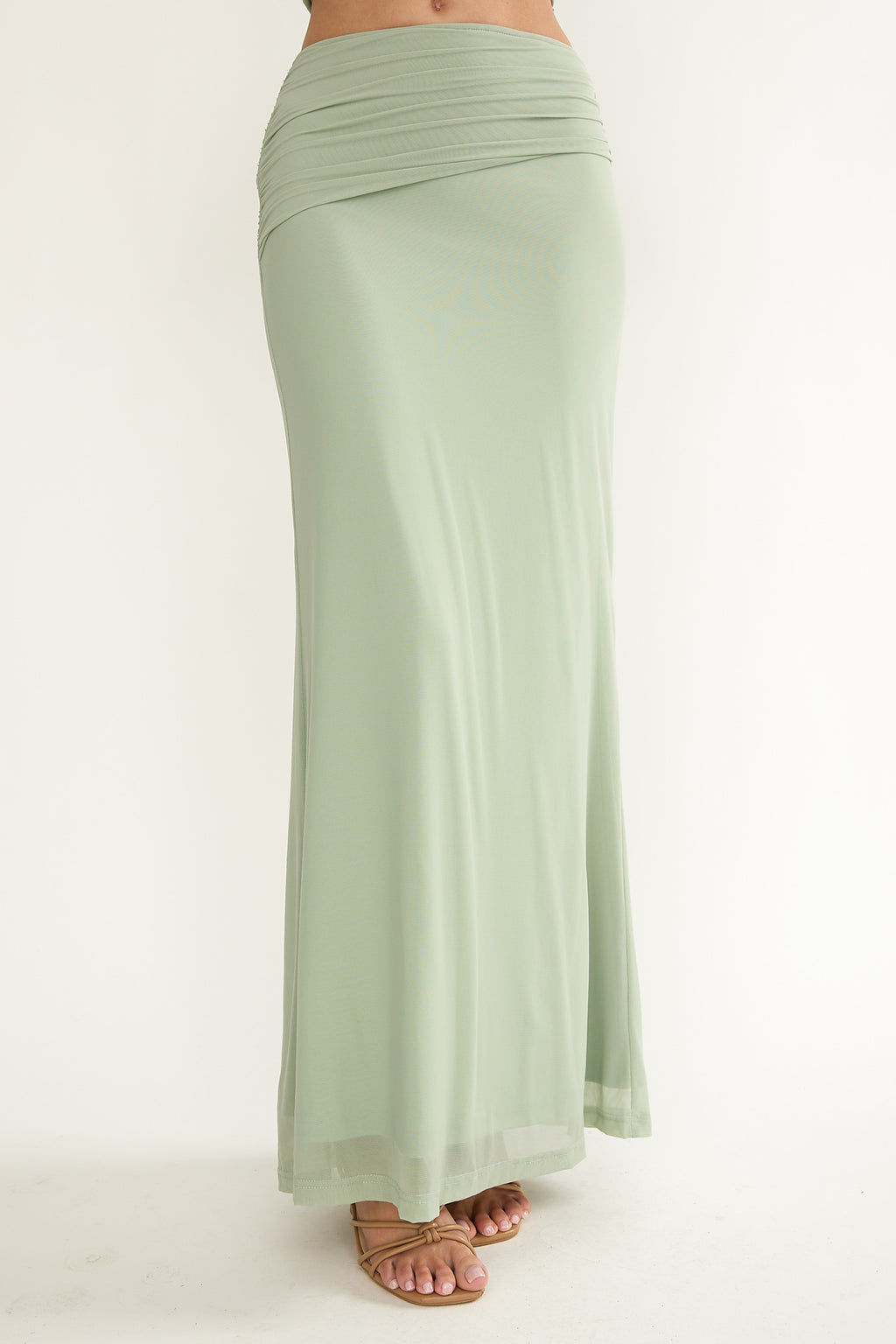 Gala Ruched Waist Maxi Skirt Sage by Selfie Leslie Australia
