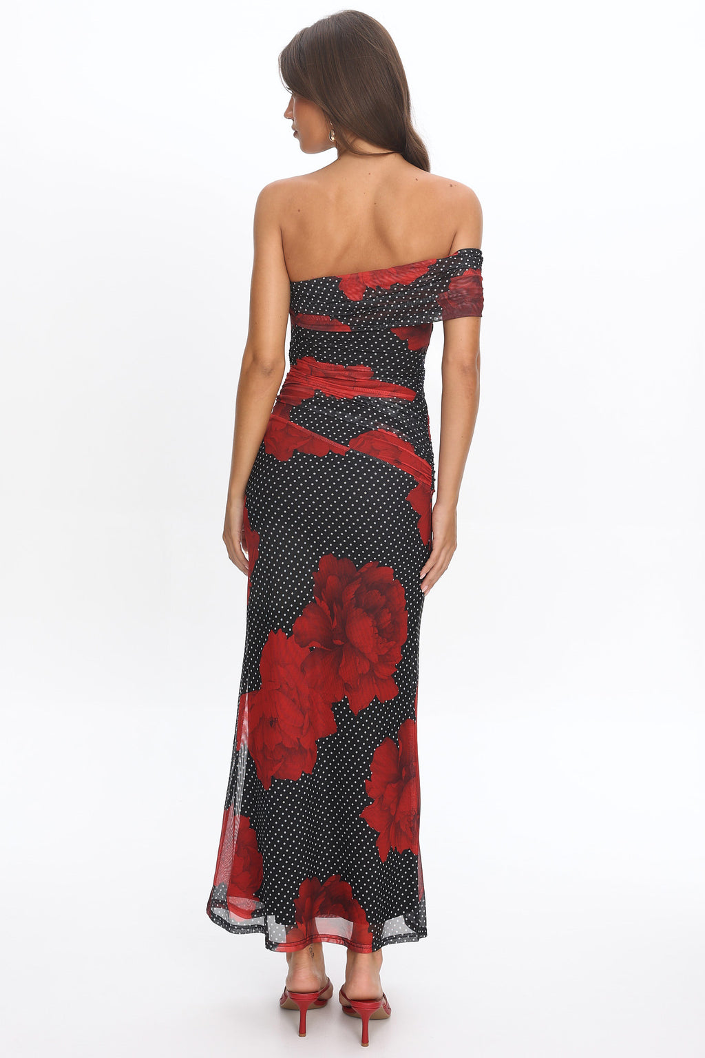 Gala One-Shoulder Maxi Dress Rose Black by Selfie Leslie Australia