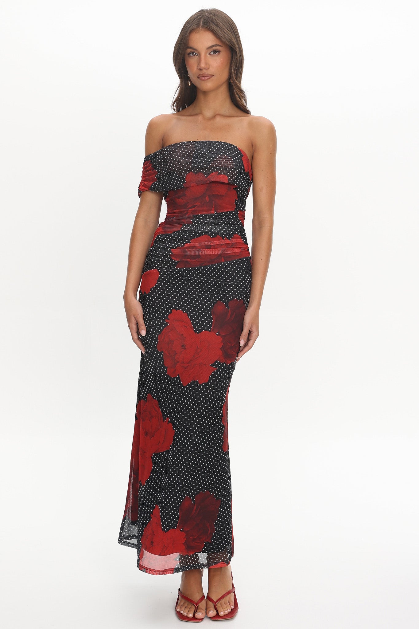 Gala One-Shoulder Maxi Dress Rose Black by Selfie Leslie Australia