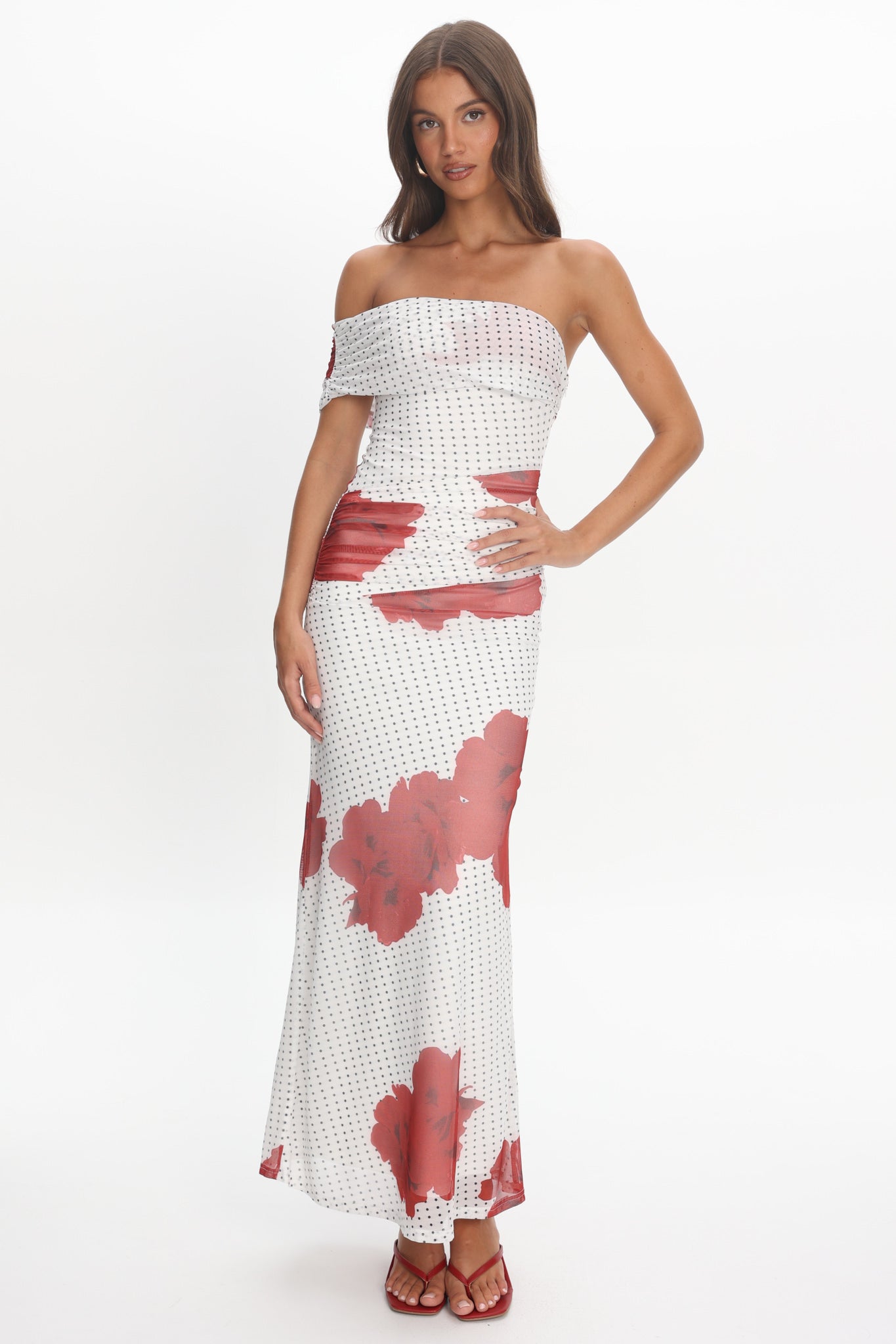 Gala One-Shoulder Maxi Dress Rose White by Selfie Leslie Australia