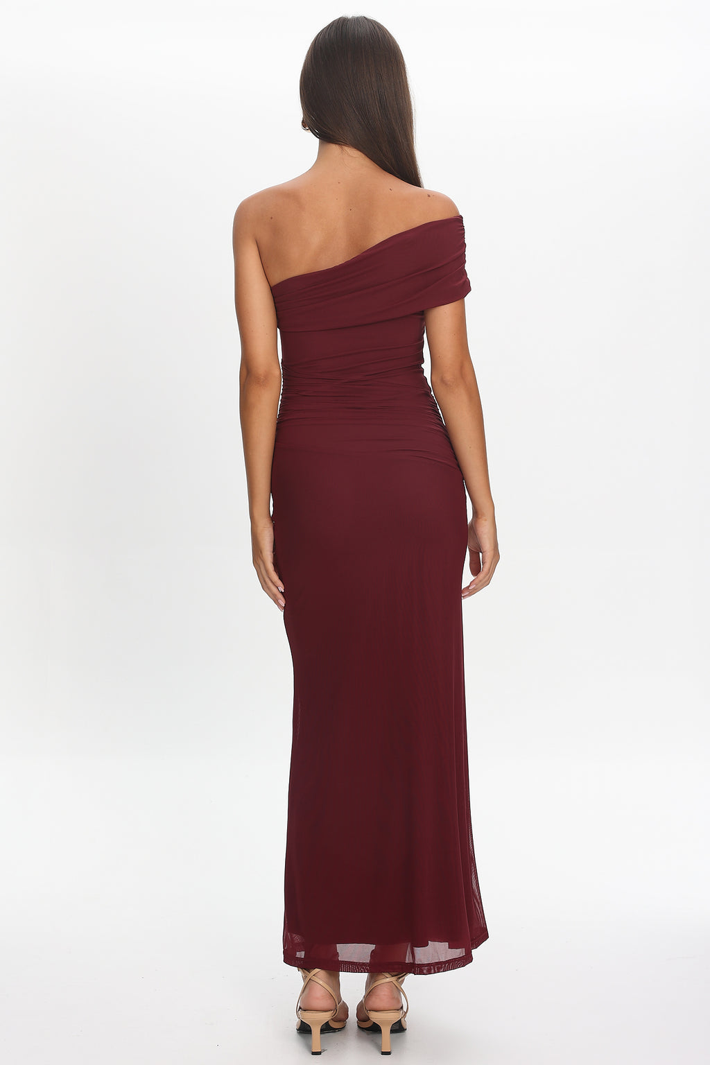 Gala One-Shoulder Maxi Dress Wine by Selfie Leslie Australia