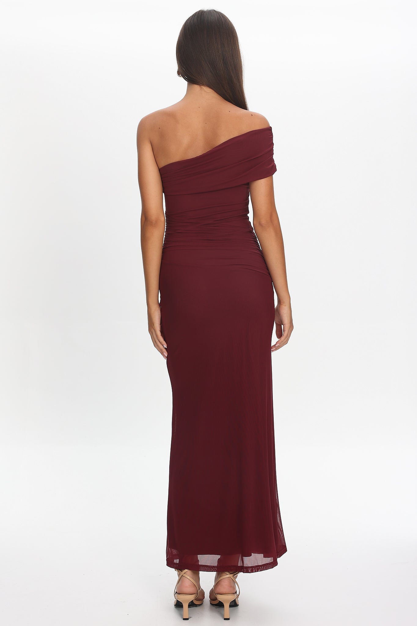 Gala One-Shoulder Maxi Dress Wine by Selfie Leslie Australia