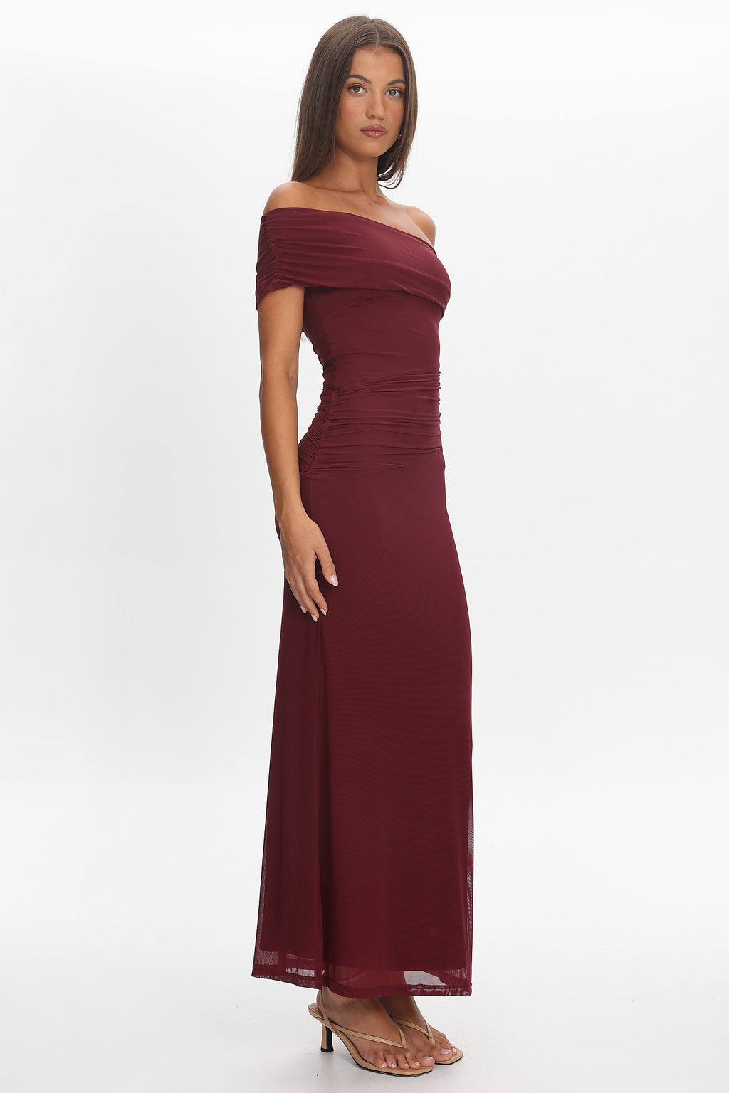 Gala One-Shoulder Maxi Dress Wine by Selfie Leslie Australia