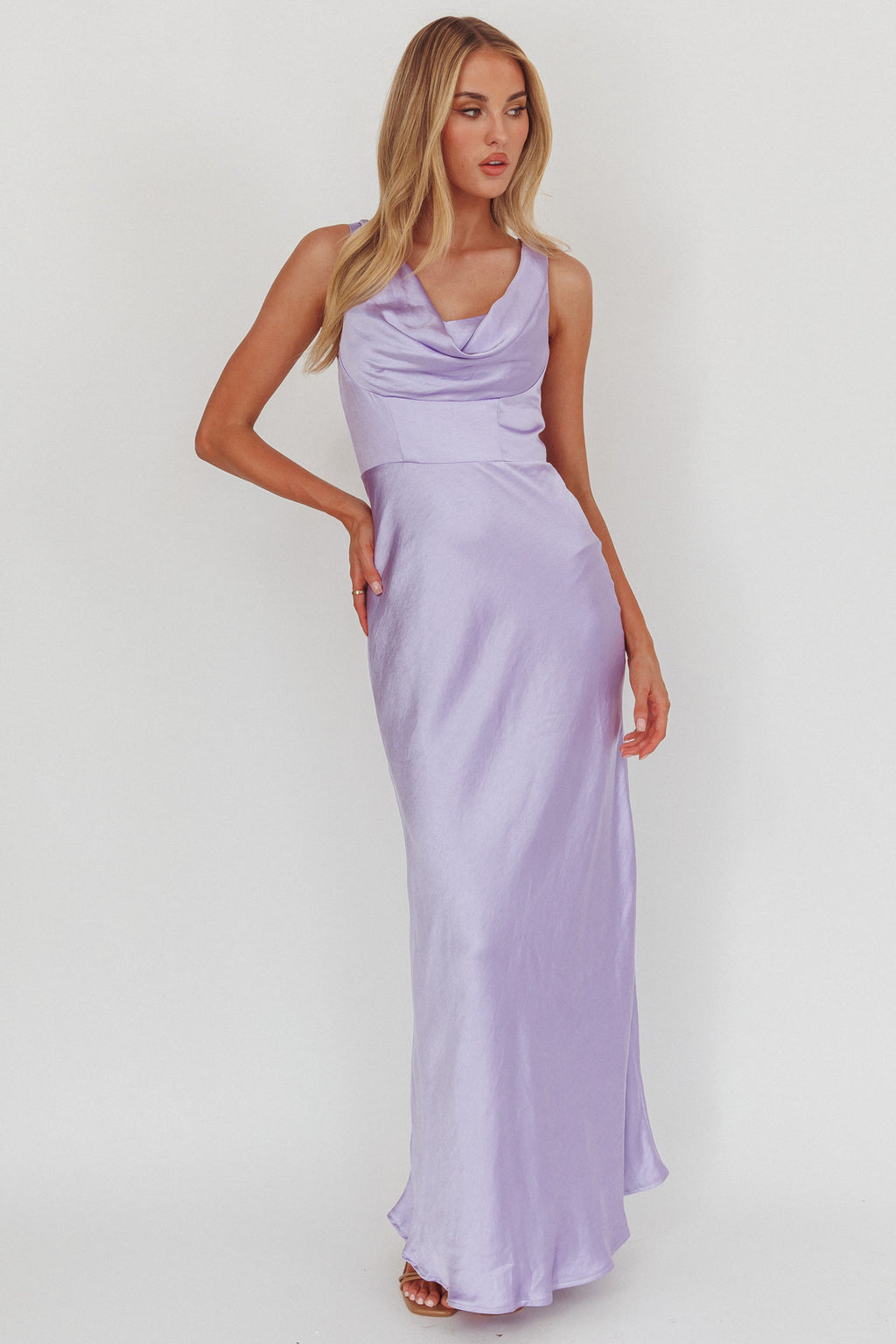Lainy Cowl Bust Maxi Dress Lilac by Selfie Leslie Australia