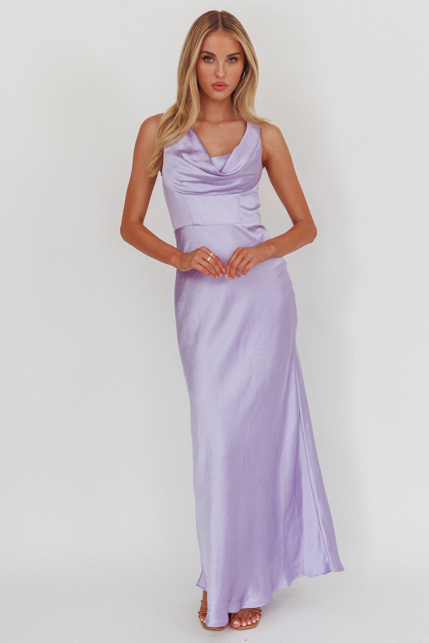 Lainy Cowl Bust Maxi Dress Lilac by Selfie Leslie Australia