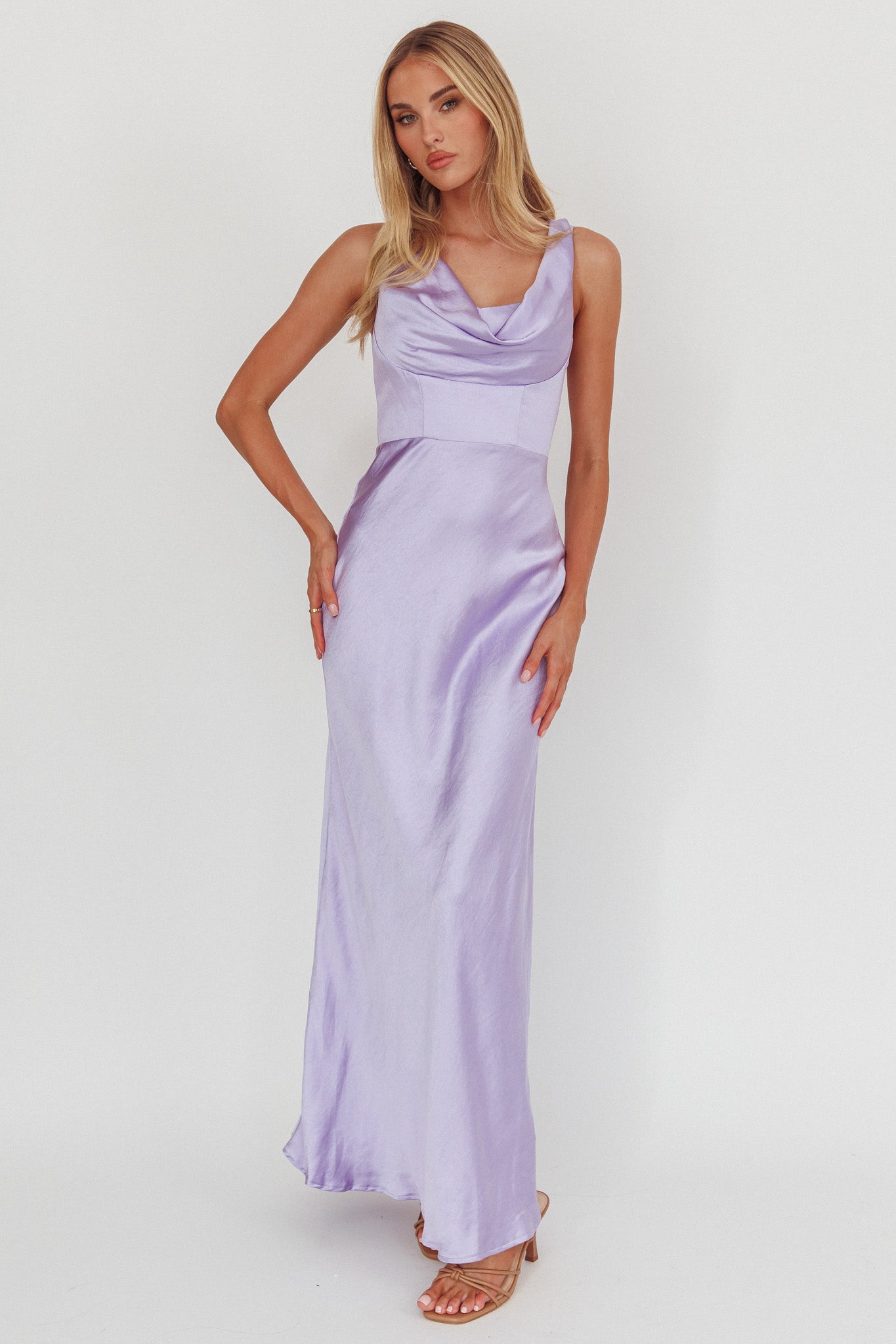 Lainy Cowl Bust Maxi Dress Lilac by Selfie Leslie Australia