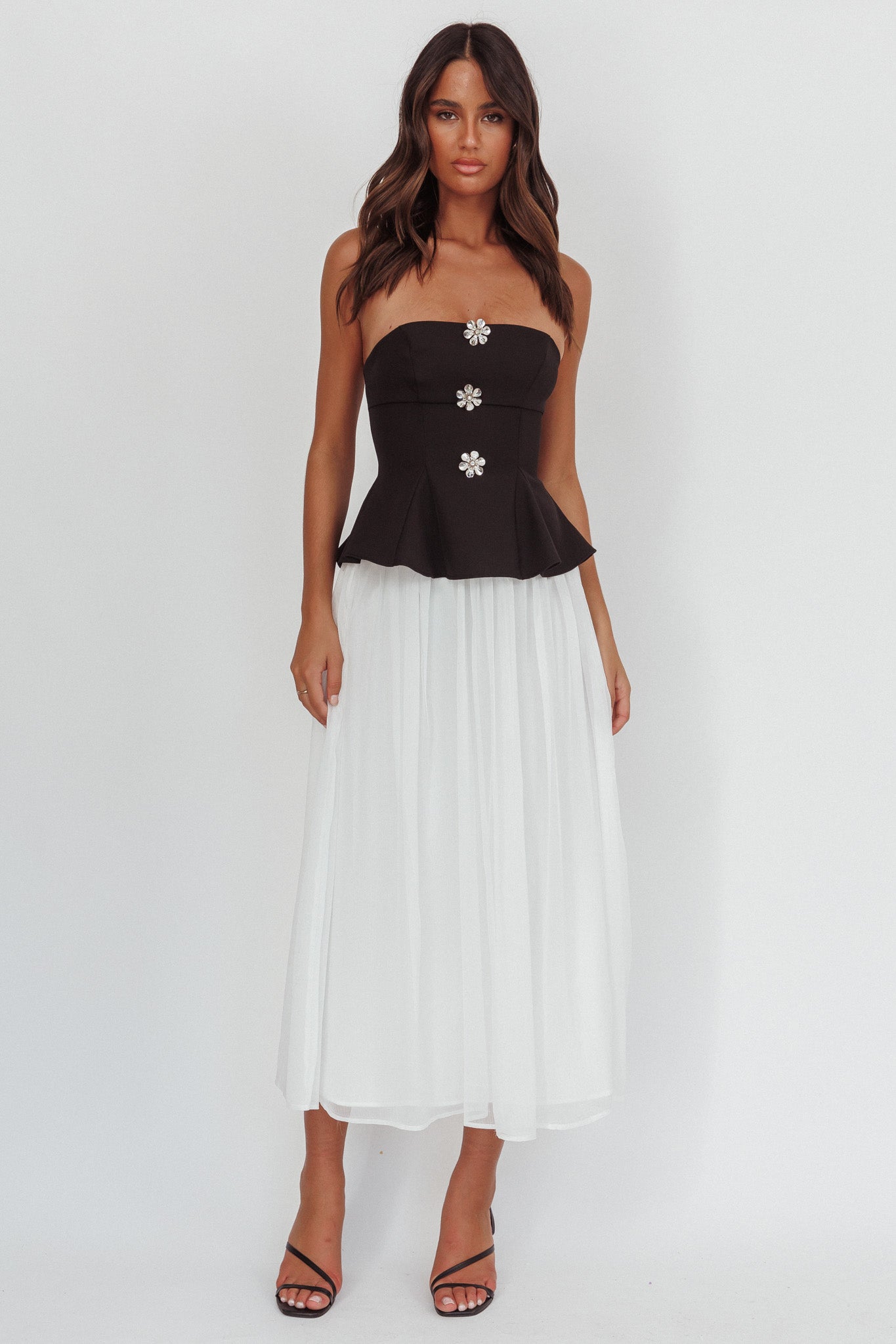 Rebel Peplum Bodice Midi Dress Black by Selfie Leslie Australia