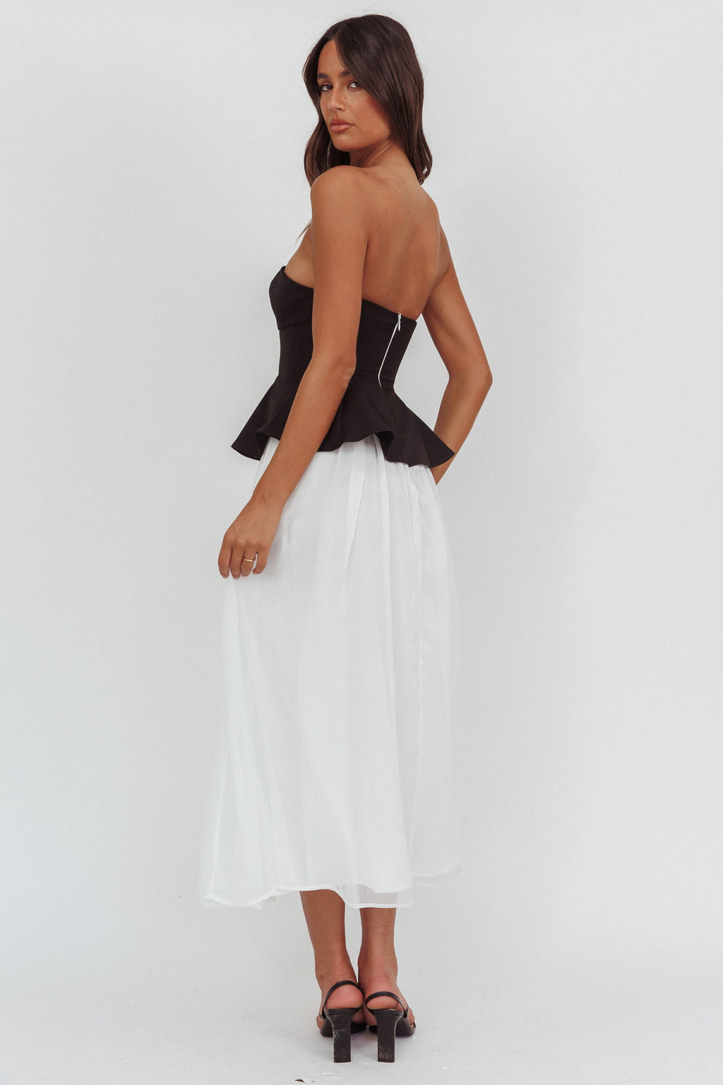 Rebel Peplum Bodice Midi Dress Black by Selfie Leslie Australia