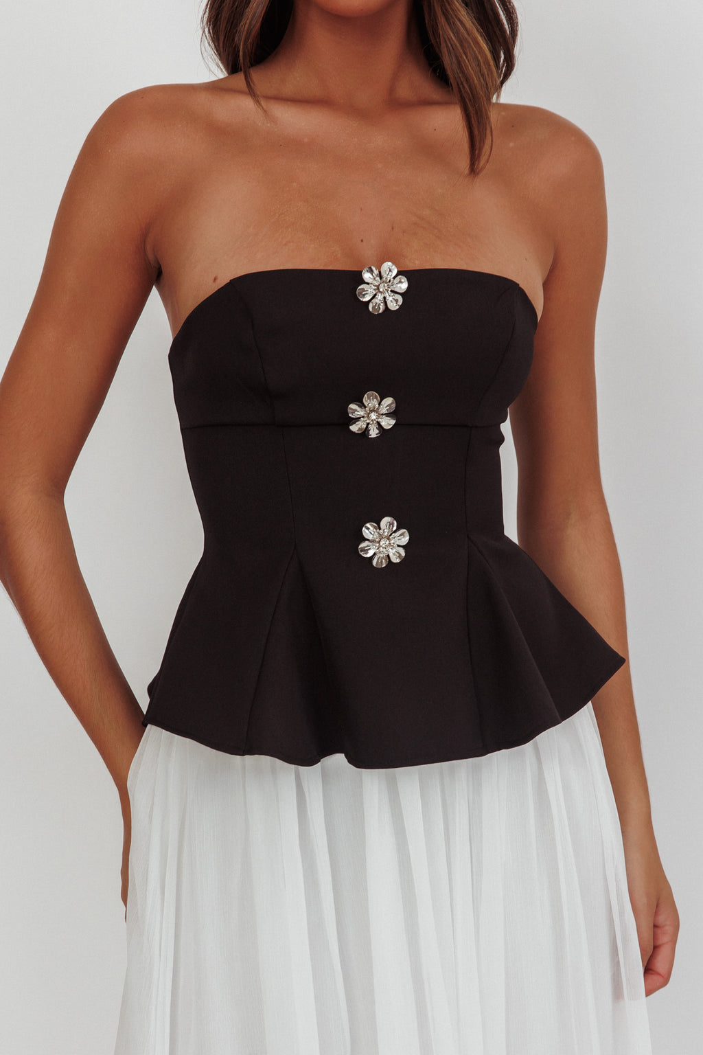Rebel Peplum Bodice Midi Dress Black by Selfie Leslie Australia