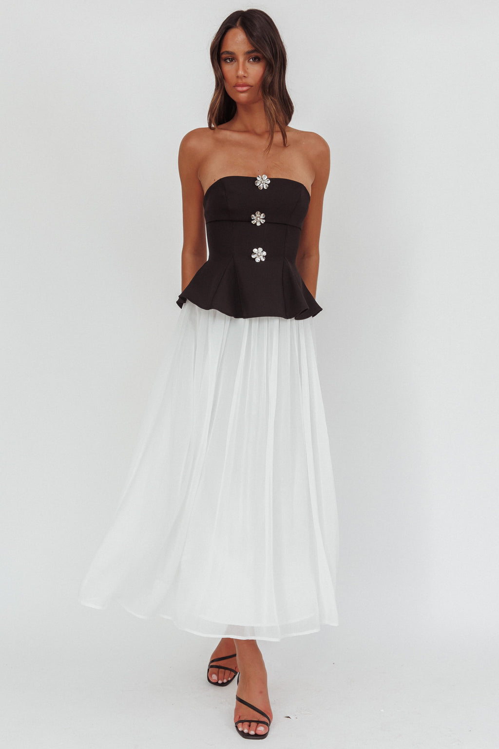 Rebel Peplum Bodice Midi Dress Black by Selfie Leslie Australia