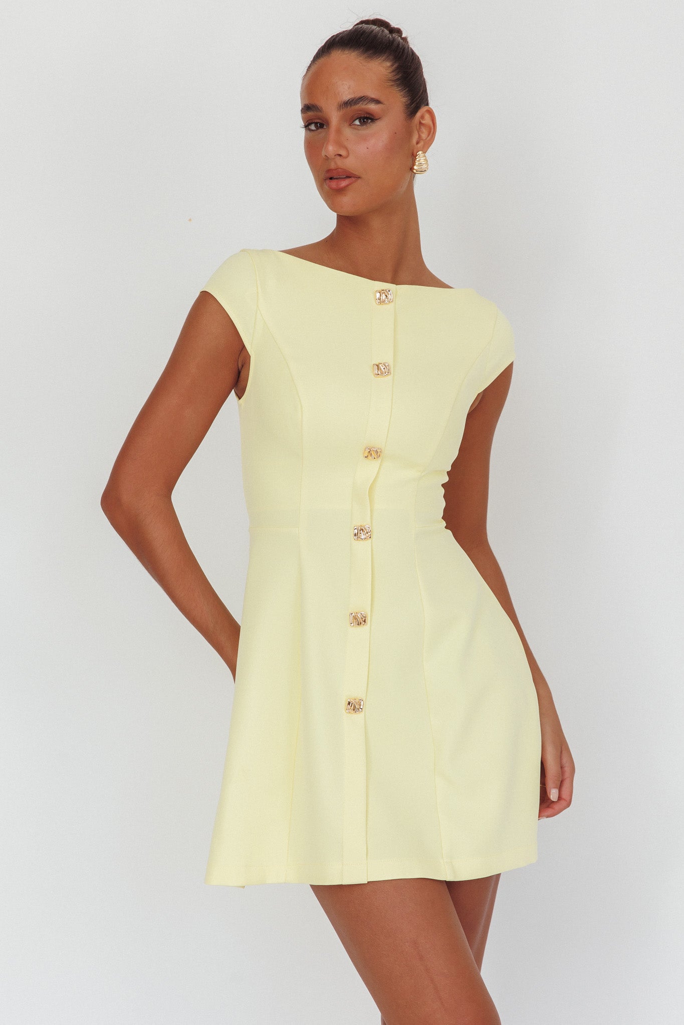 Rebel Cap Sleeve Mini Dress Butter by Selfie Leslie Australia