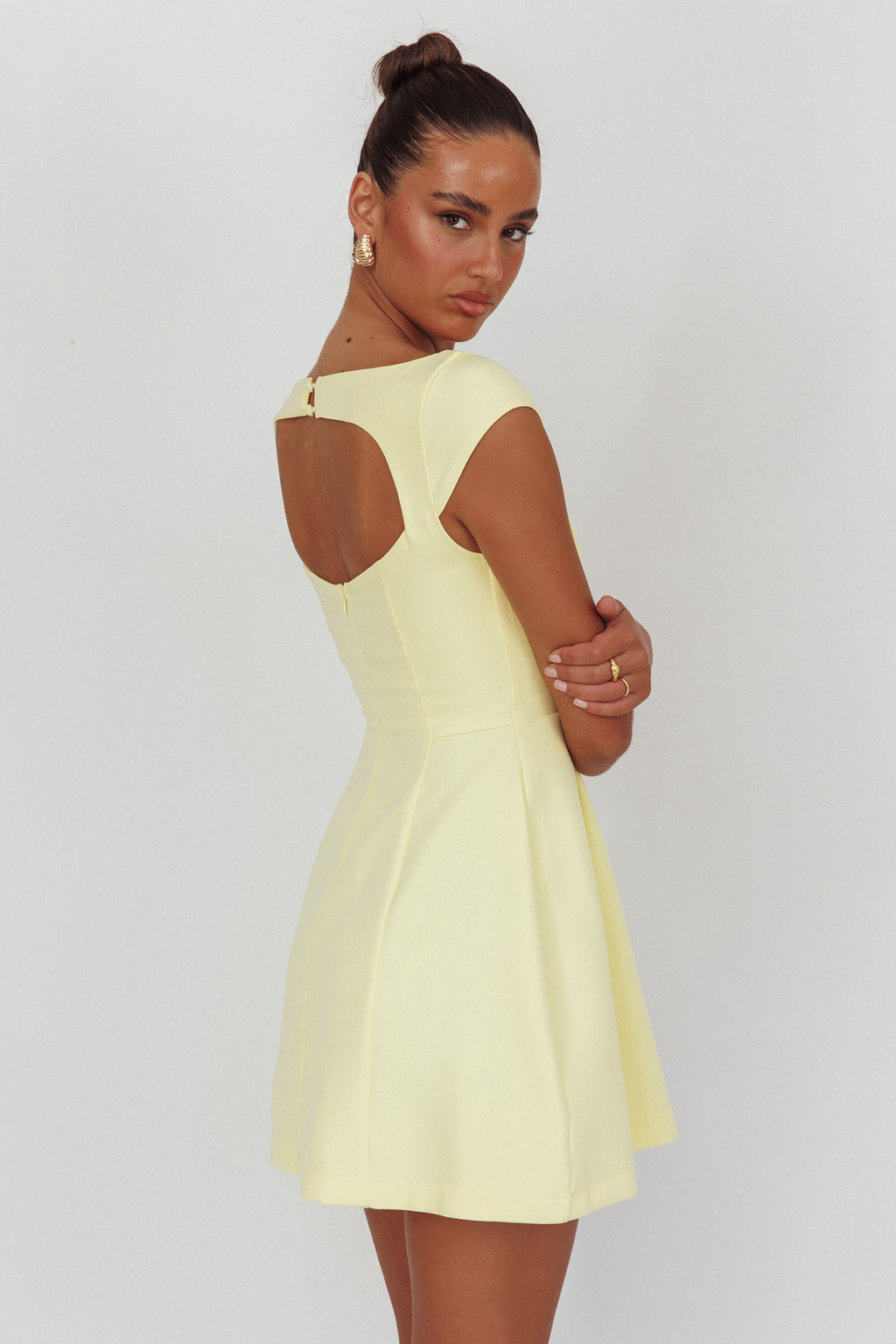 Rebel Cap Sleeve Mini Dress Butter by Selfie Leslie Australia