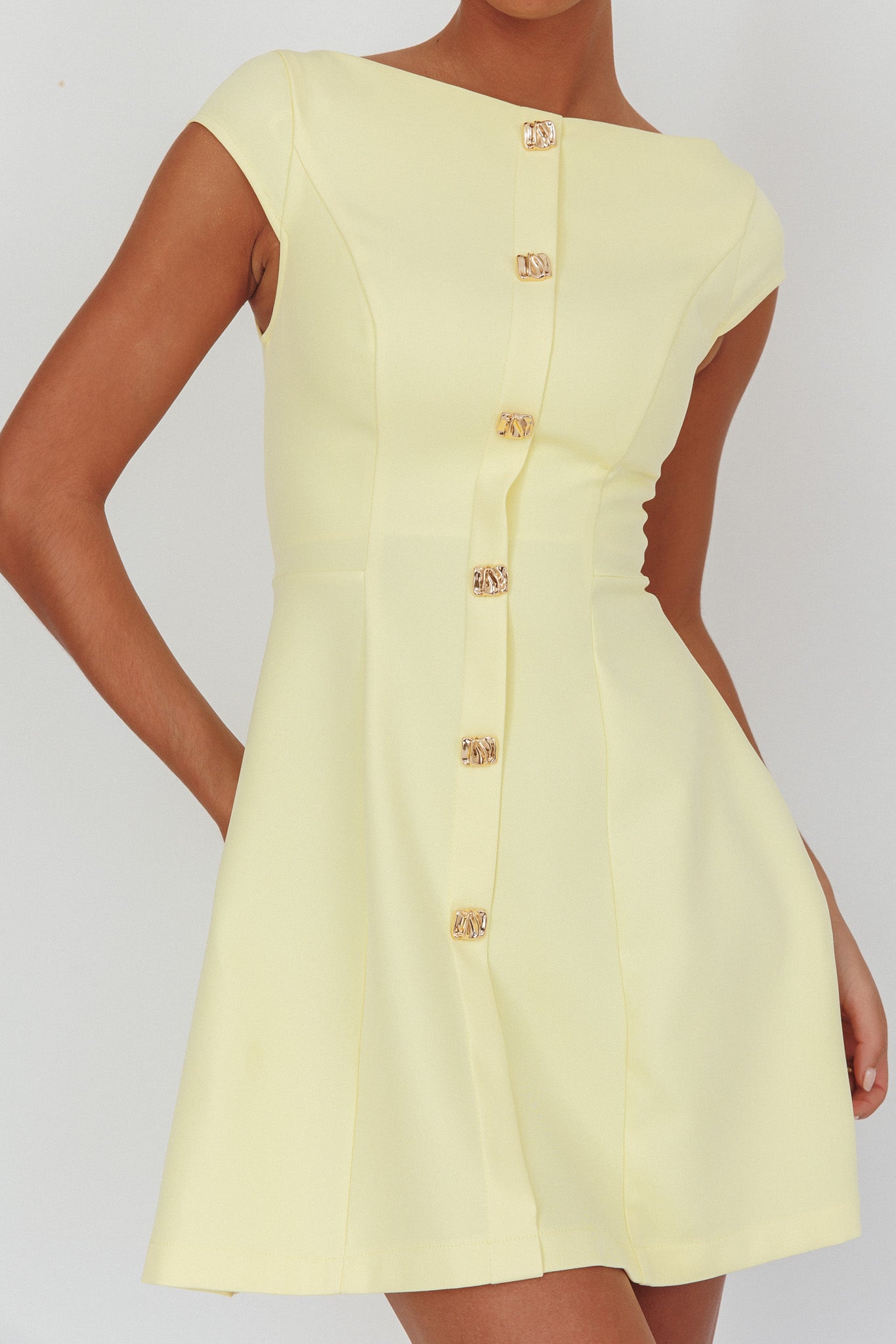 Rebel Cap Sleeve Mini Dress Butter by Selfie Leslie Australia