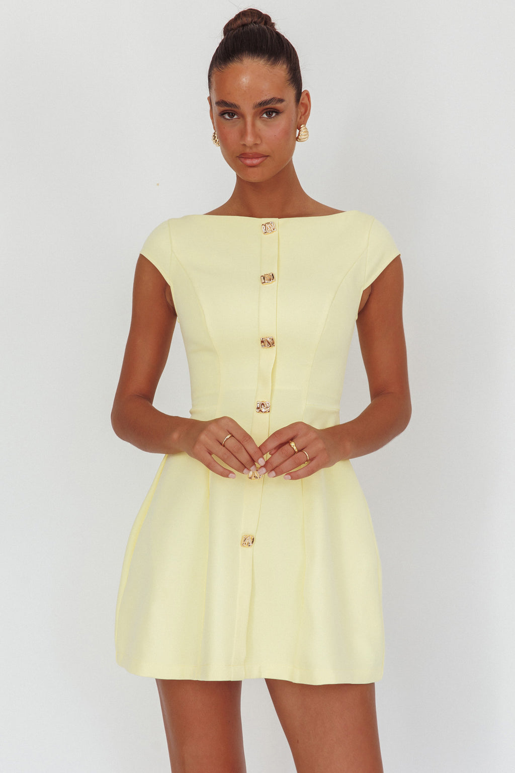 Rebel Cap Sleeve Mini Dress Butter by Selfie Leslie Australia