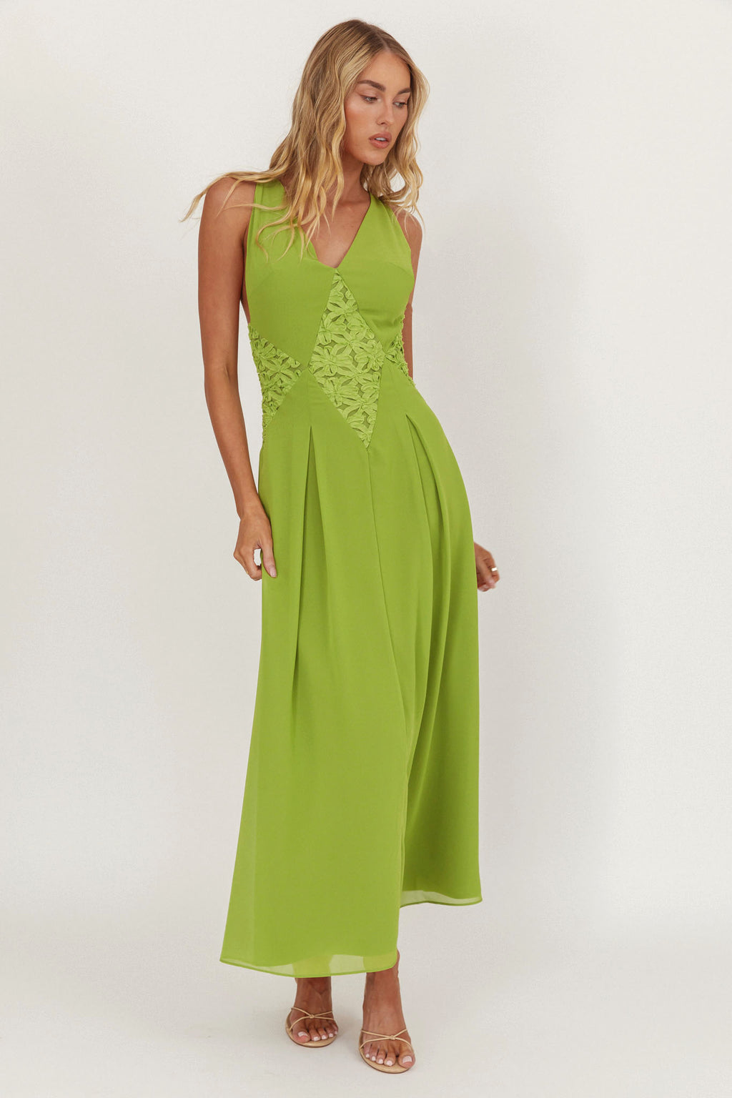 Wildflower Sun Applique Insert Maxi Dress Green by Selfie Leslie Australia