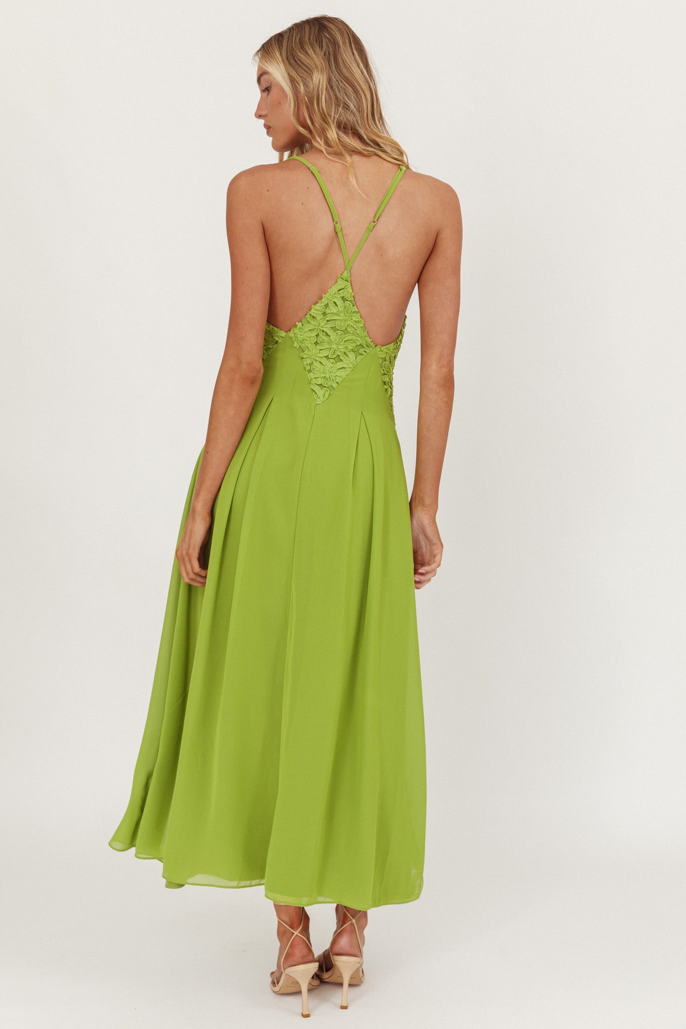 Wildflower Sun Applique Insert Maxi Dress Green by Selfie Leslie Australia