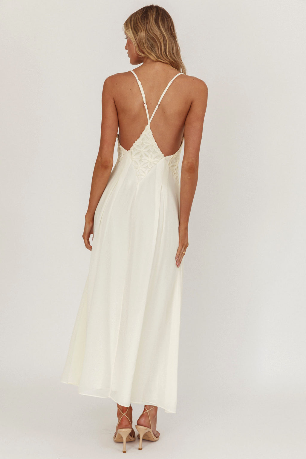 Wildflower Sun Applique Insert Maxi Dress Cream by Selfie Leslie Australia